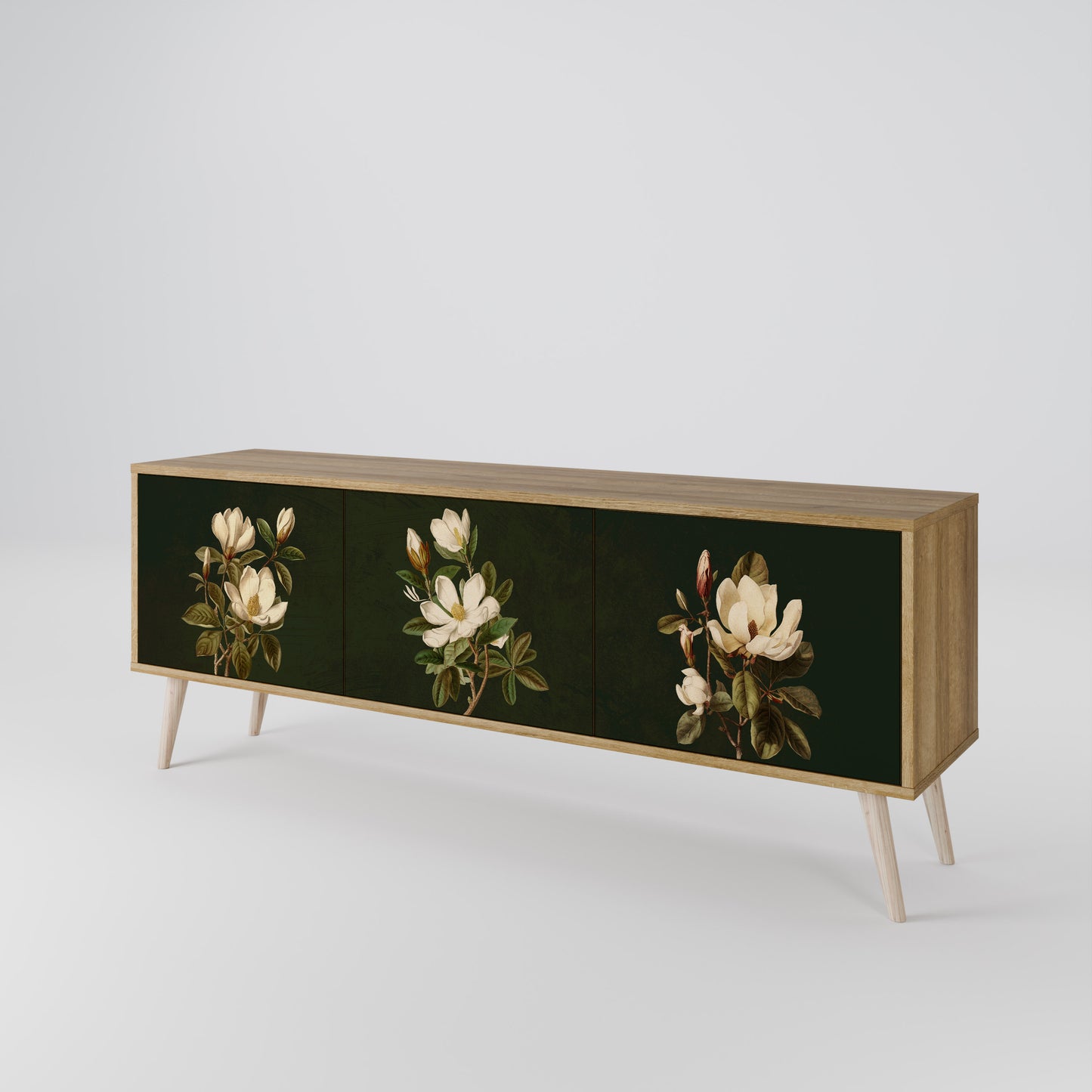 Mobile TV FLORAL NOIR a 3 ante effetto rovere