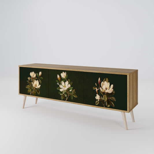 FLORAL NOIR 3-Door TV Stand in Oak Effect