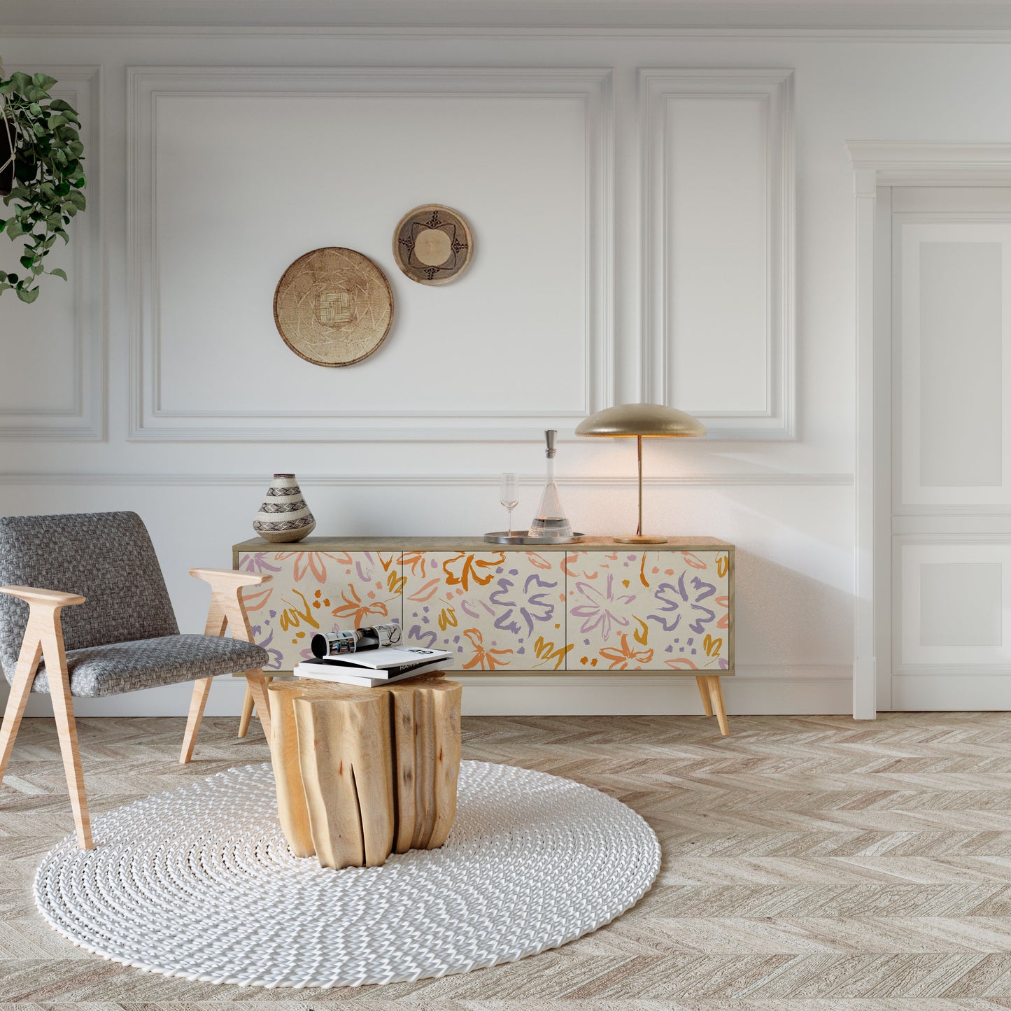 SPRING WHIMSY Mobile TV a 3 ante effetto rovere