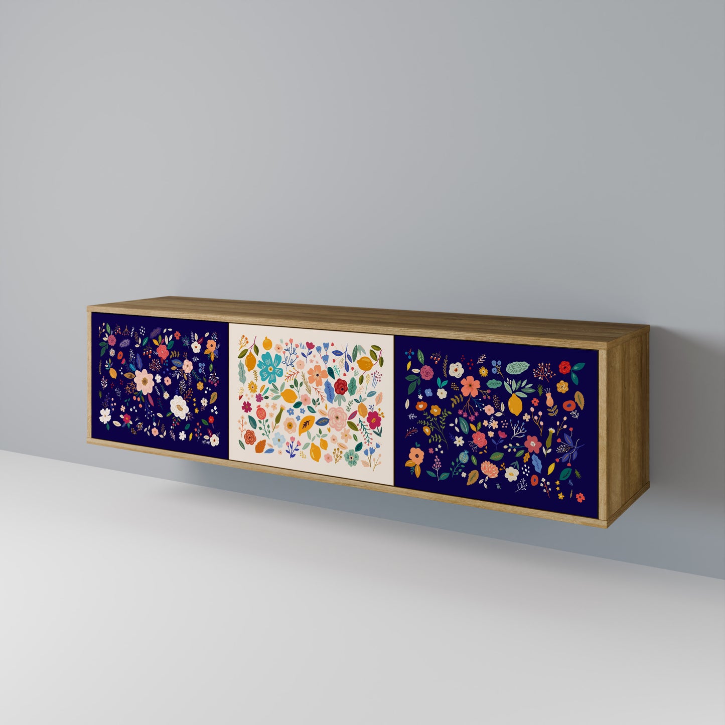 Mobile TV a 3 ante FLORAL COMBINATION in effetto rovere