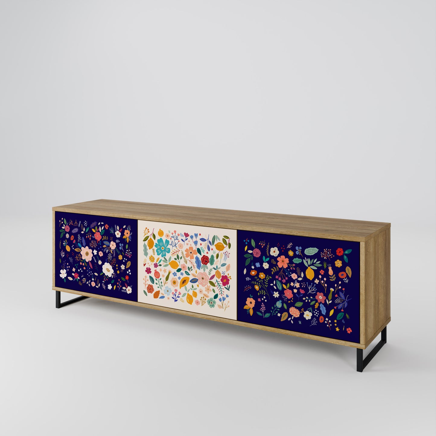 Mobile TV a 3 ante FLORAL COMBINATION in effetto rovere