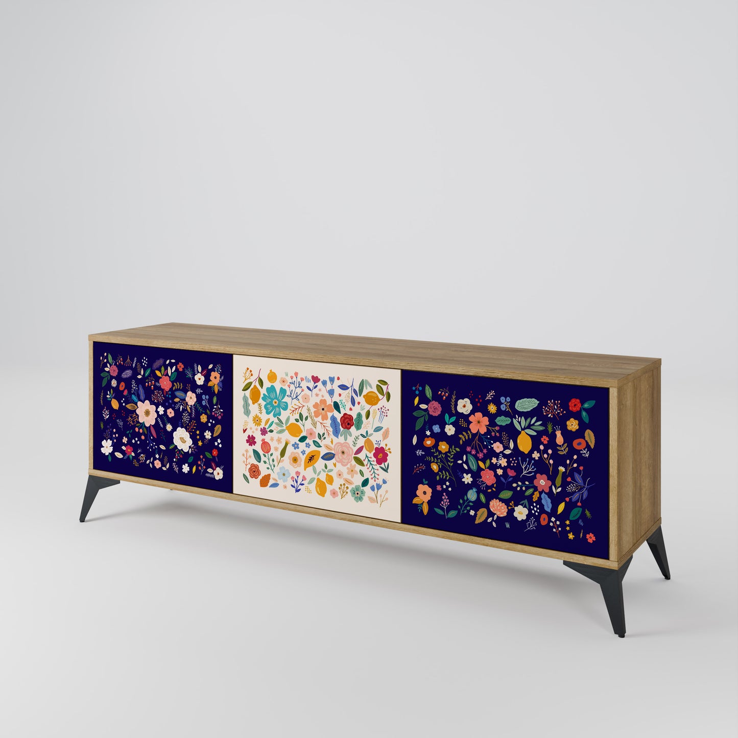 Mobile TV a 3 ante FLORAL COMBINATION in effetto rovere