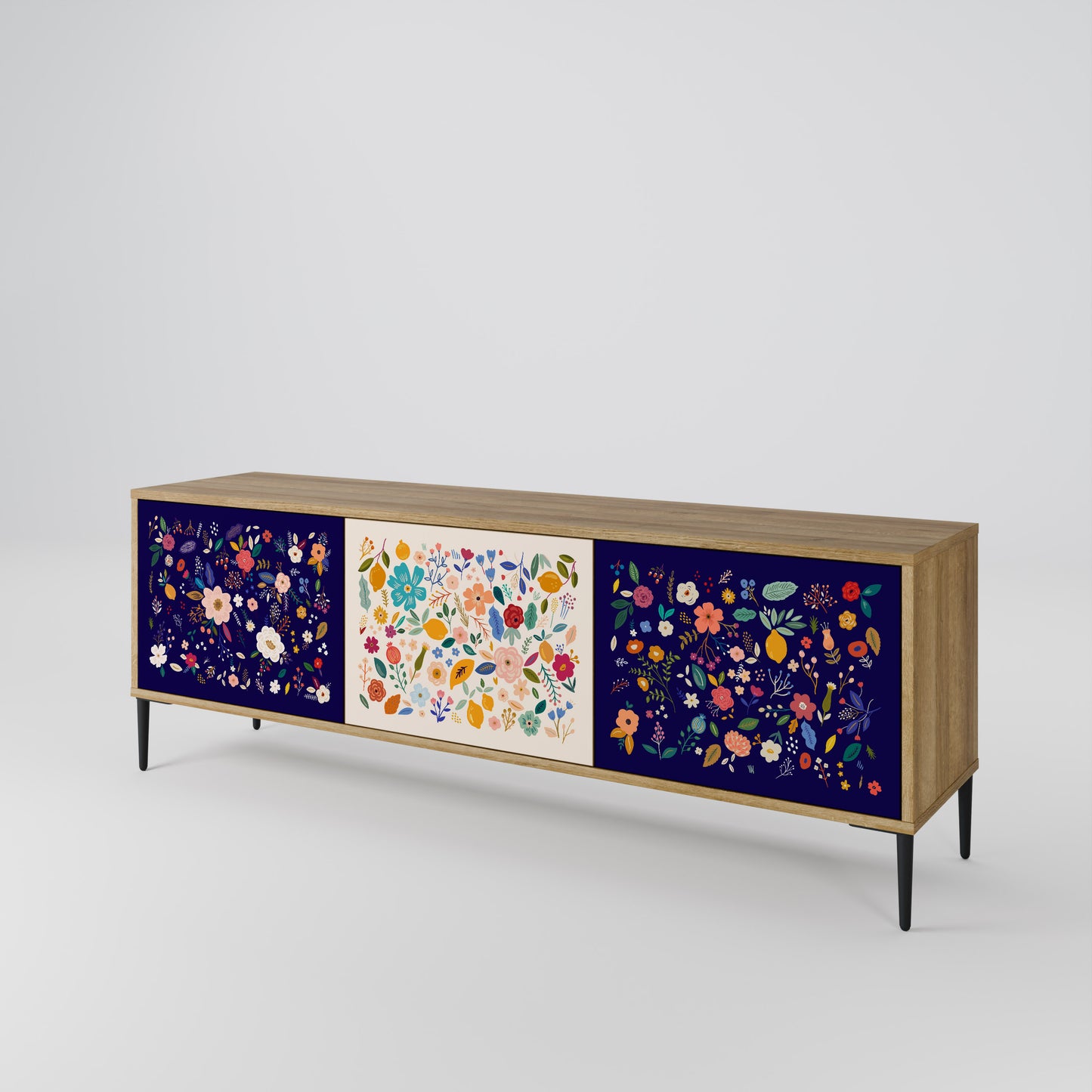 Mobile TV a 3 ante FLORAL COMBINATION in effetto rovere