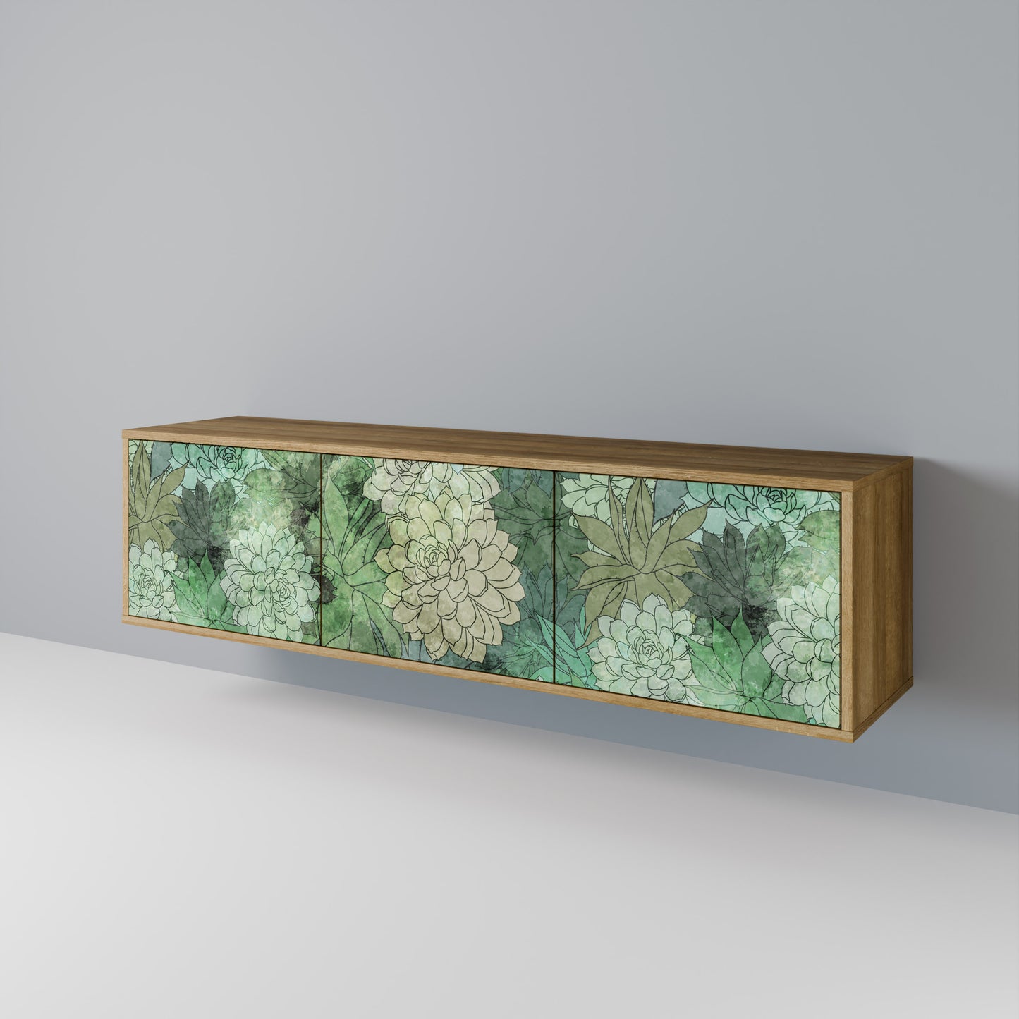 Mobile TV a 3 ante SUCCULENT CLUSTER in effetto rovere