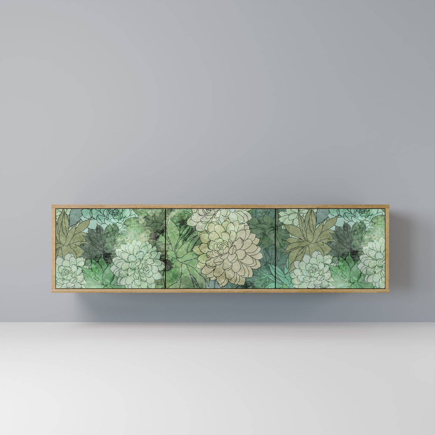 Mobile TV a 3 ante SUCCULENT CLUSTER in effetto rovere