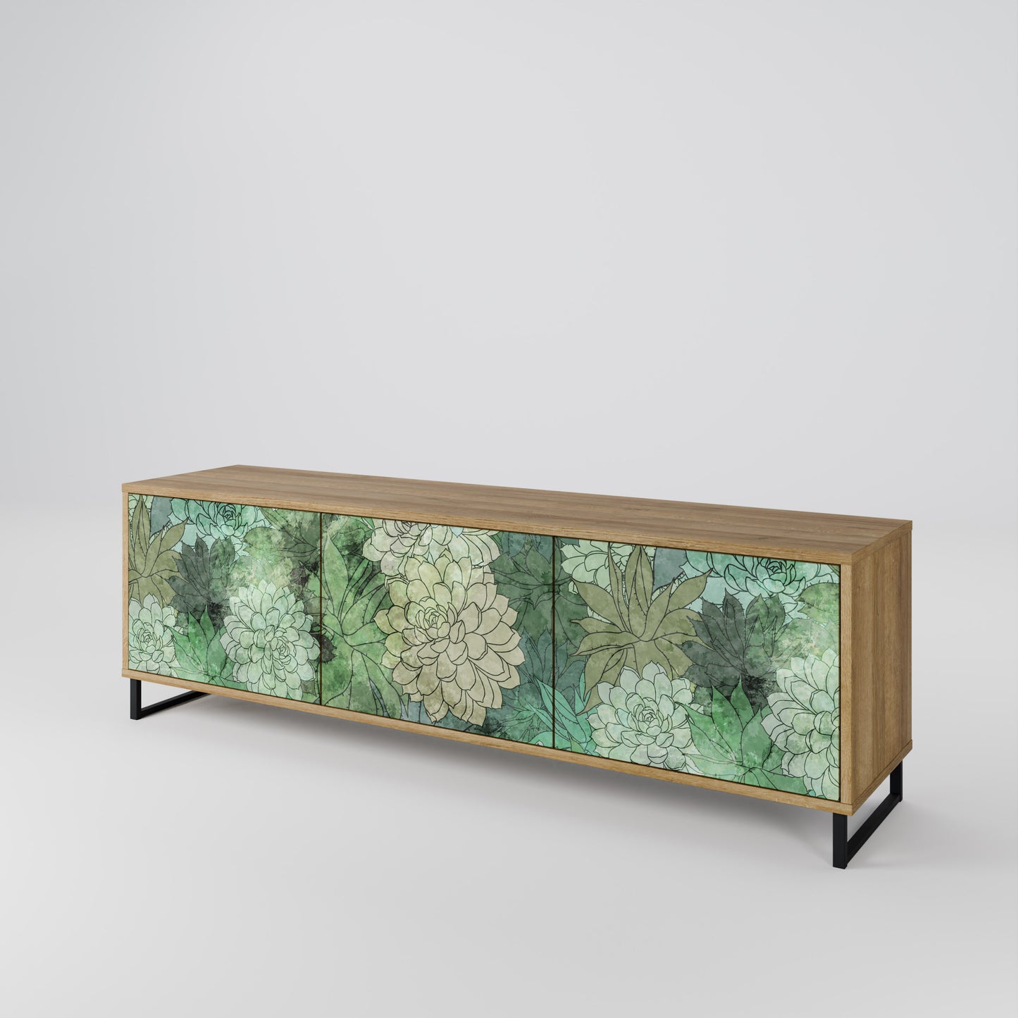 Mobile TV a 3 ante SUCCULENT CLUSTER in effetto rovere