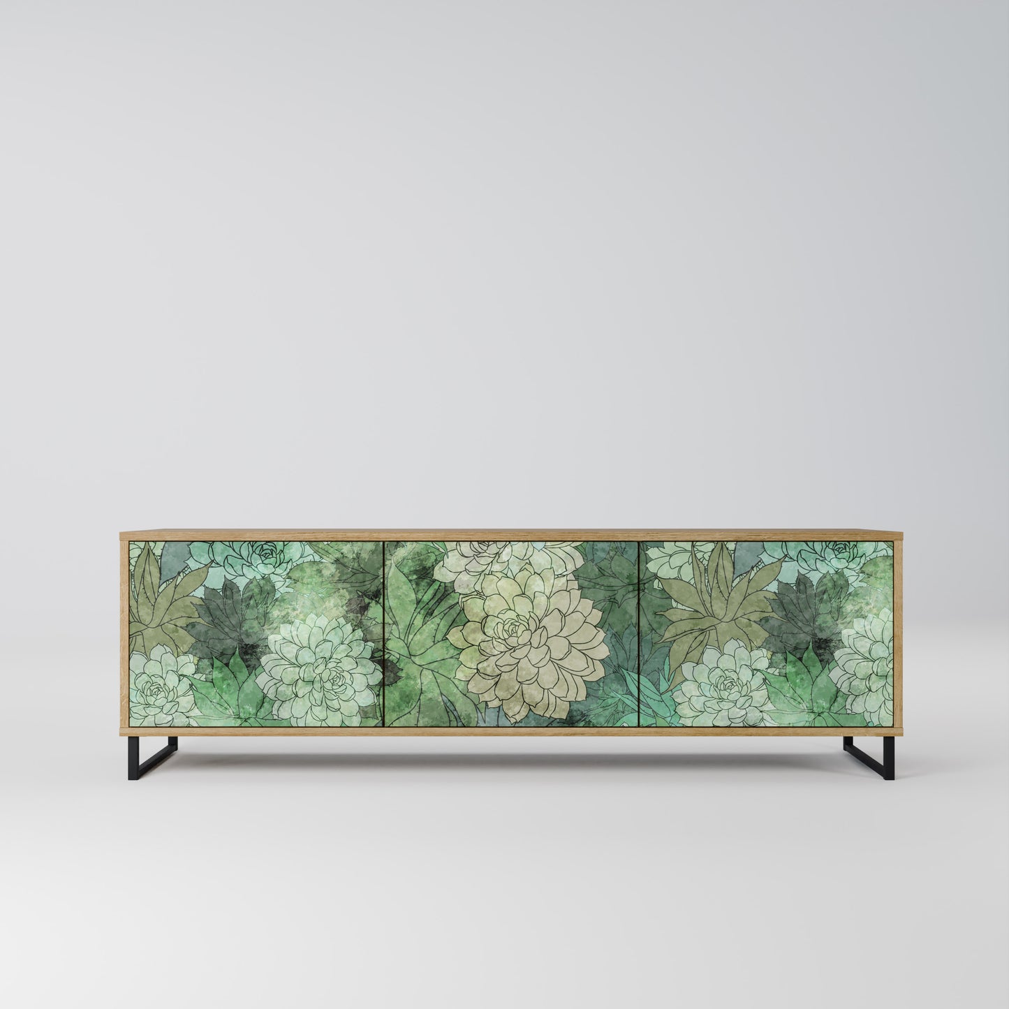 Mobile TV a 3 ante SUCCULENT CLUSTER in effetto rovere