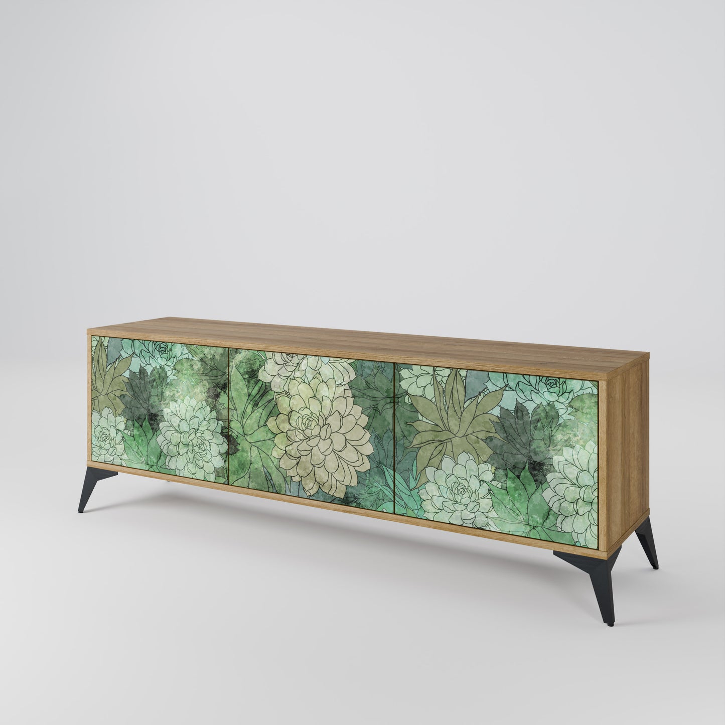Mobile TV a 3 ante SUCCULENT CLUSTER in effetto rovere