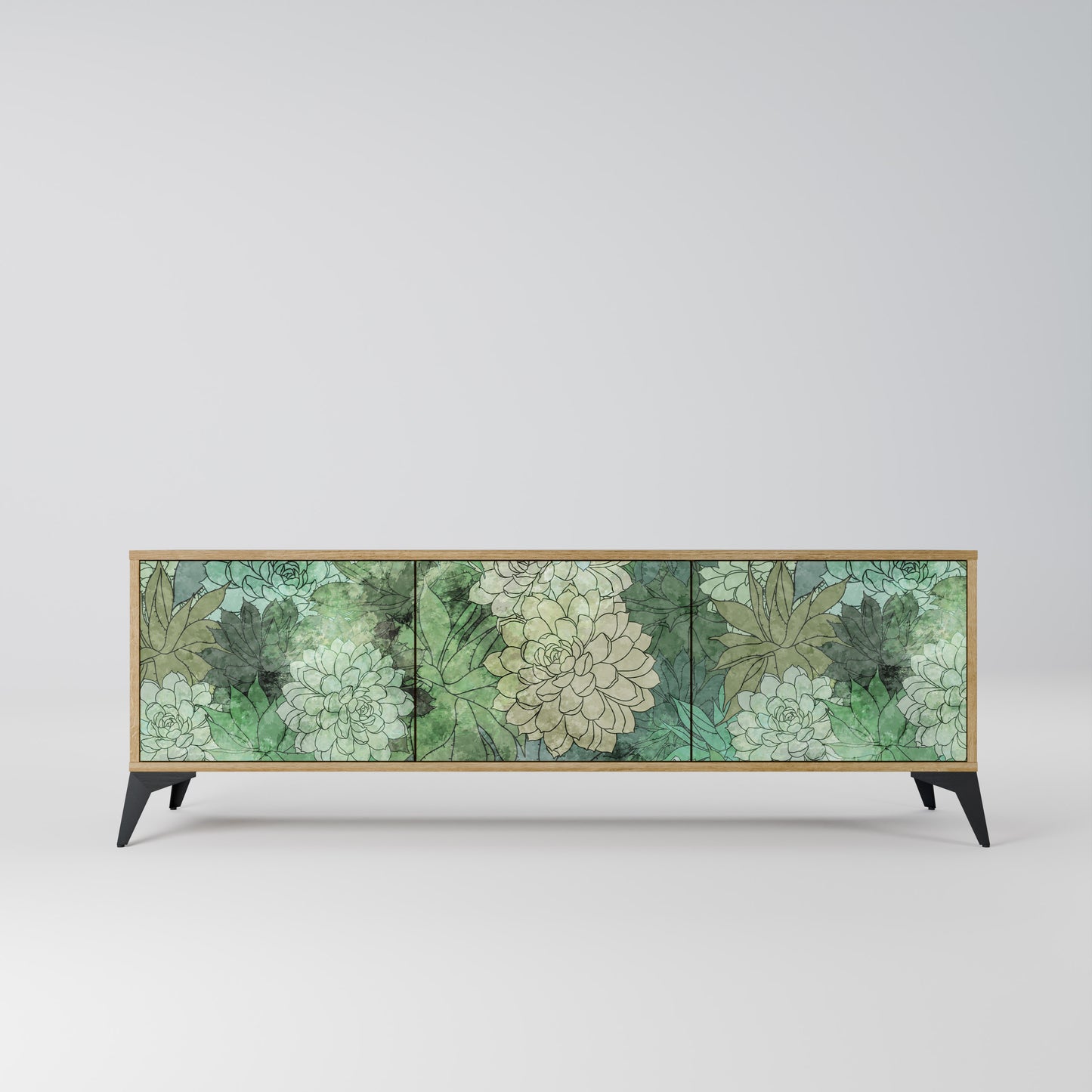 Mobile TV a 3 ante SUCCULENT CLUSTER in effetto rovere