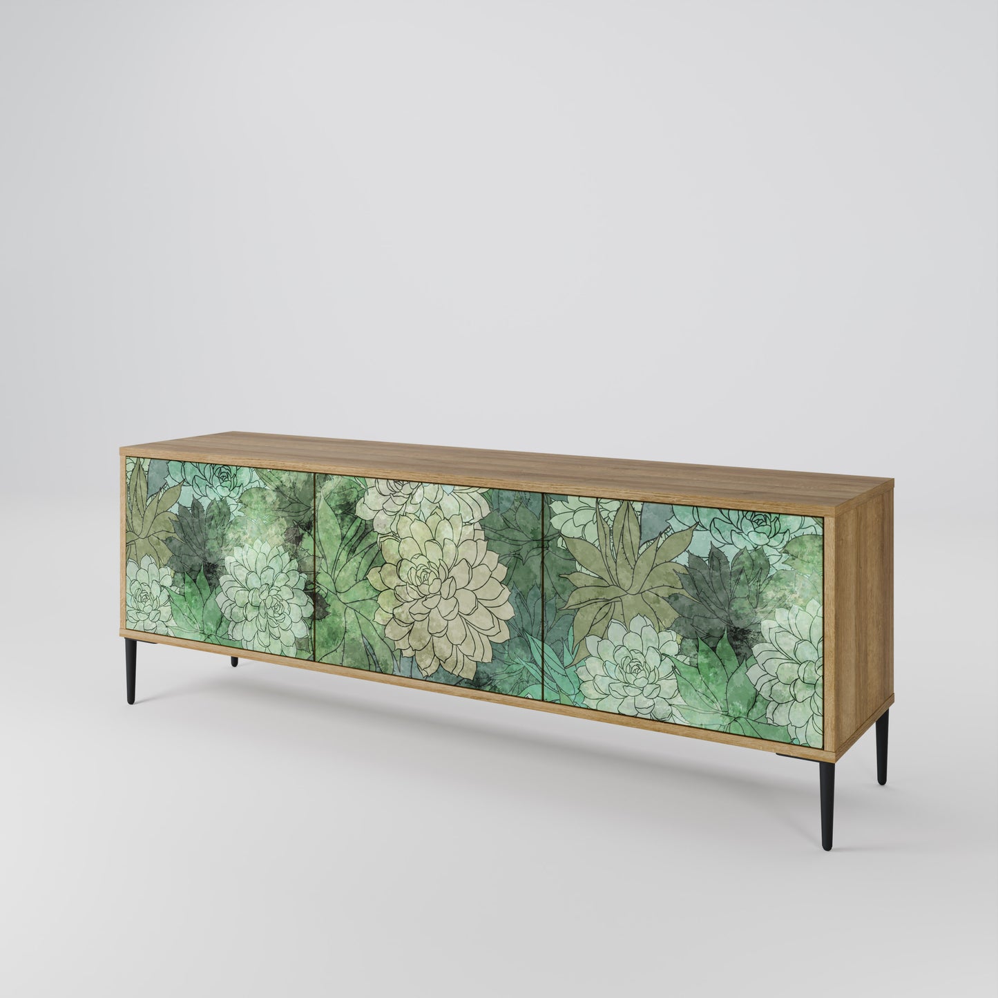 Mobile TV a 3 ante SUCCULENT CLUSTER in effetto rovere