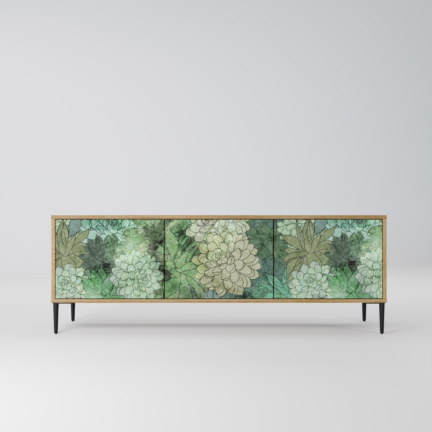 Mobile TV a 3 ante SUCCULENT CLUSTER in effetto rovere