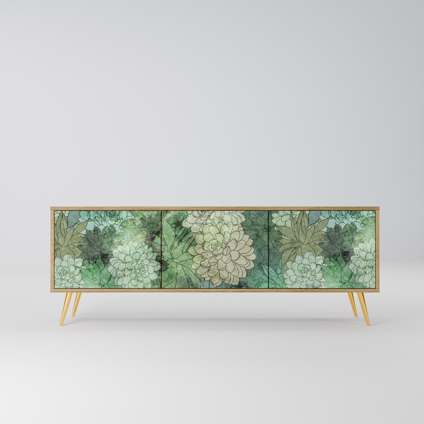 Mobile TV a 3 ante SUCCULENT CLUSTER in effetto rovere