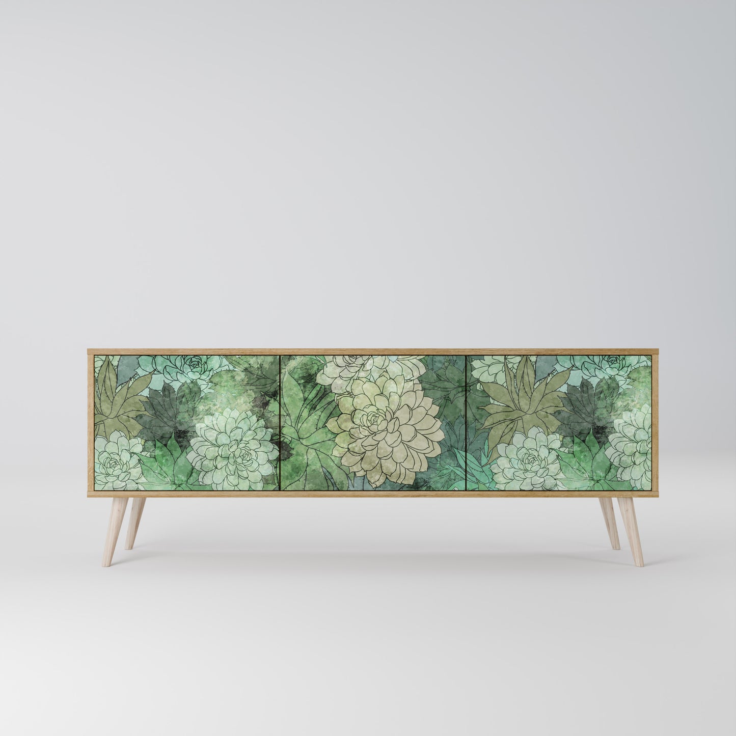 Mobile TV a 3 ante SUCCULENT CLUSTER in effetto rovere