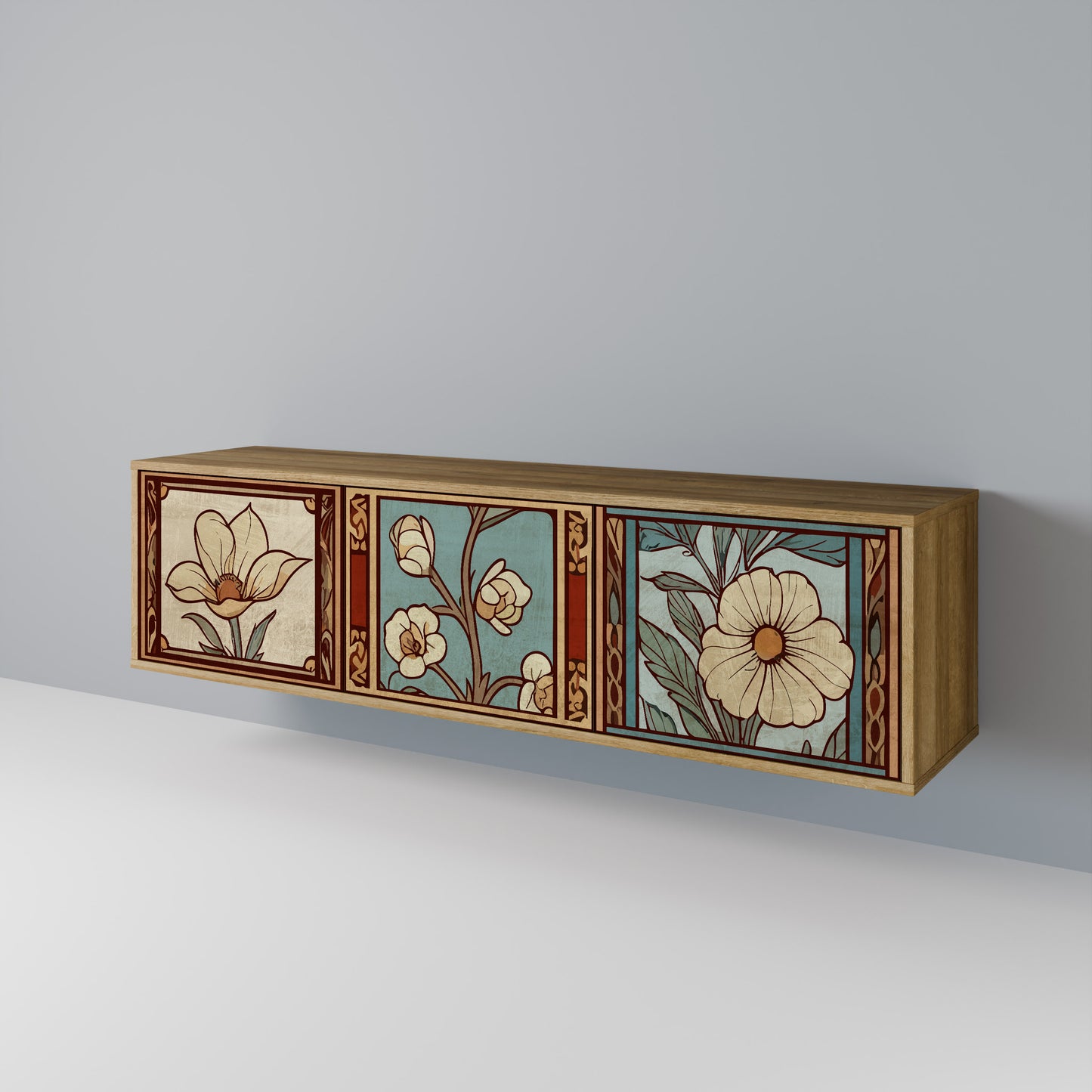 Mobile TV TIMELESS FLORA a 3 ante effetto rovere