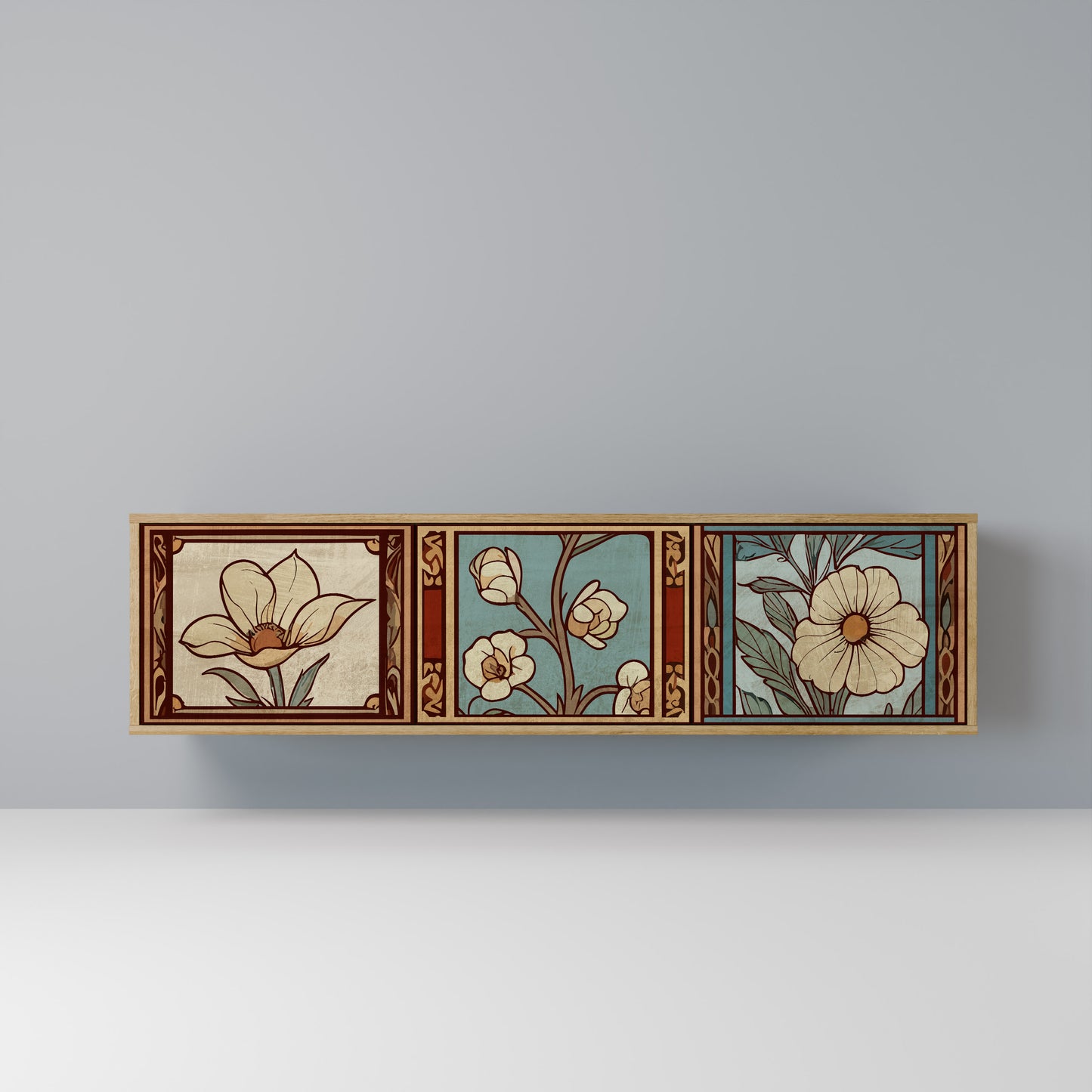 Mobile TV TIMELESS FLORA a 3 ante effetto rovere