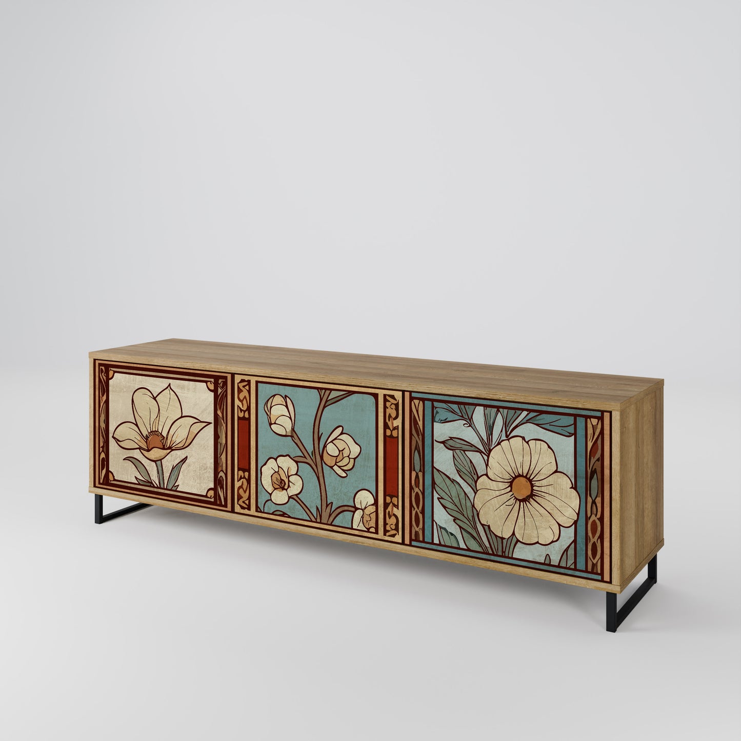 Mobile TV TIMELESS FLORA a 3 ante effetto rovere