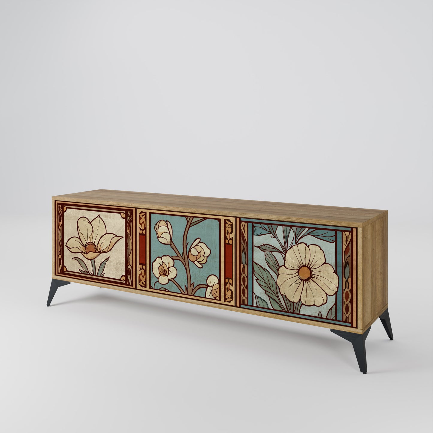 Mobile TV TIMELESS FLORA a 3 ante effetto rovere