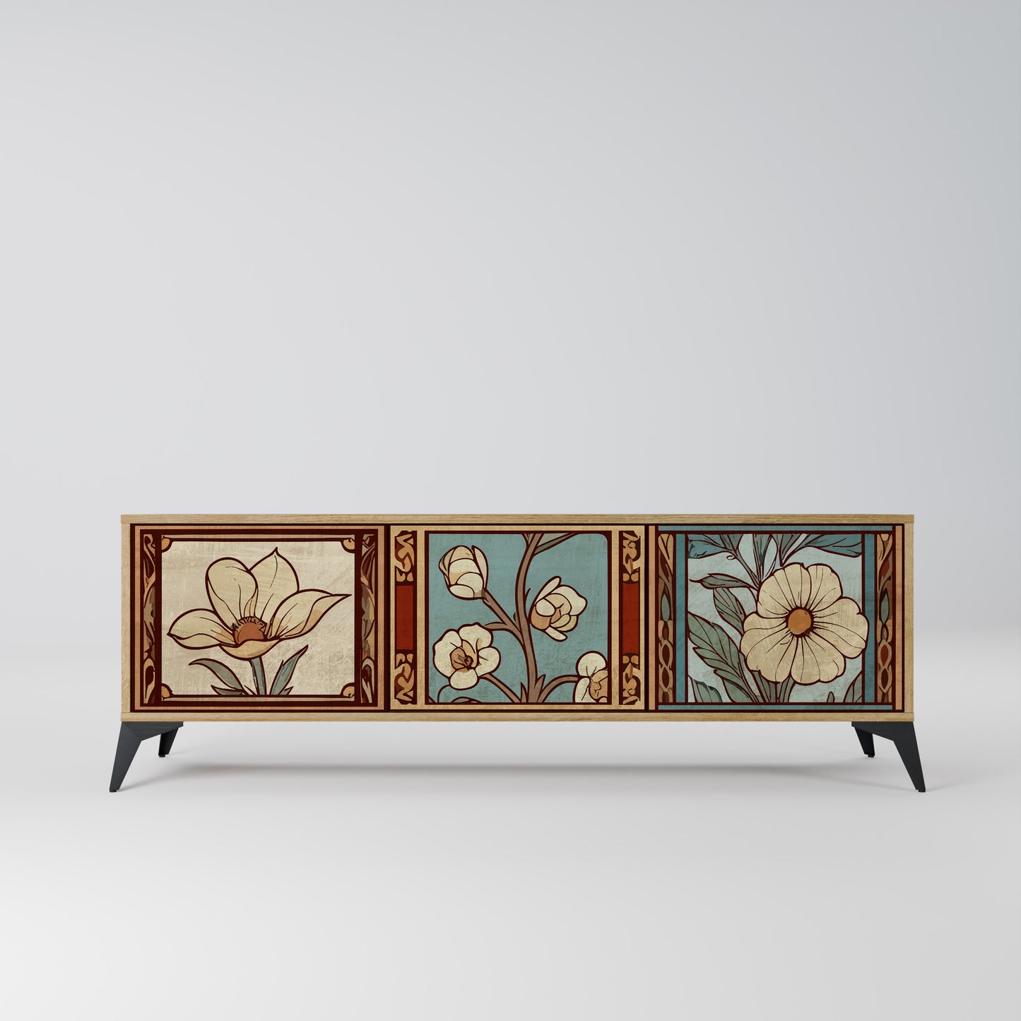 Mobile TV TIMELESS FLORA a 3 ante effetto rovere