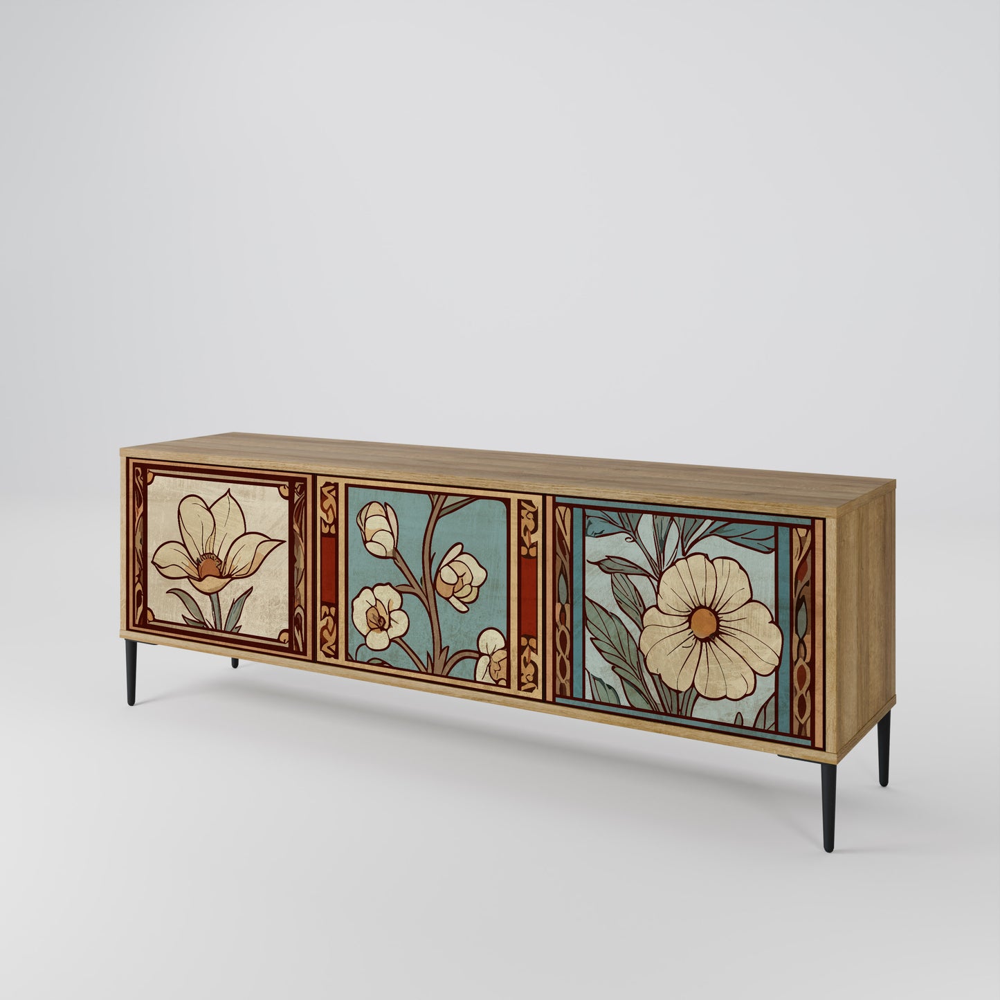 Mobile TV TIMELESS FLORA a 3 ante effetto rovere