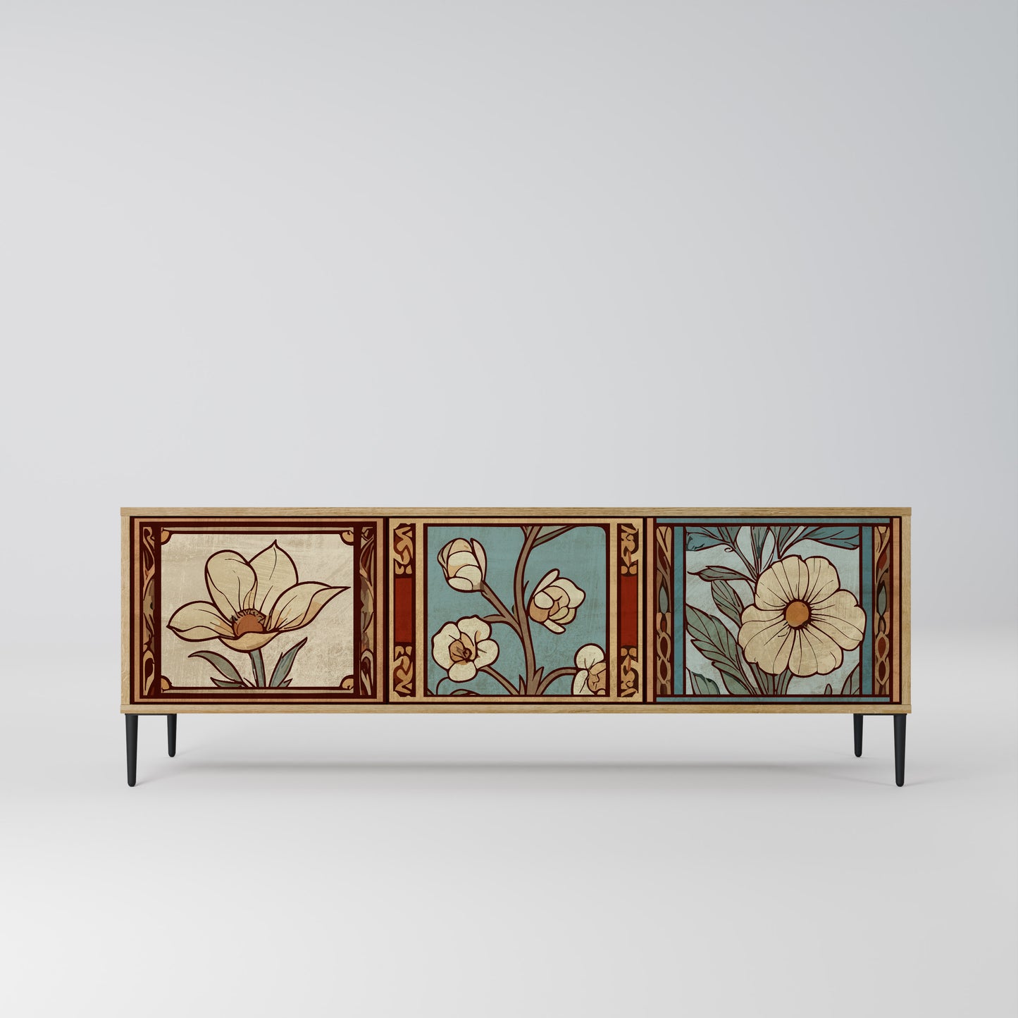 Mobile TV TIMELESS FLORA a 3 ante effetto rovere