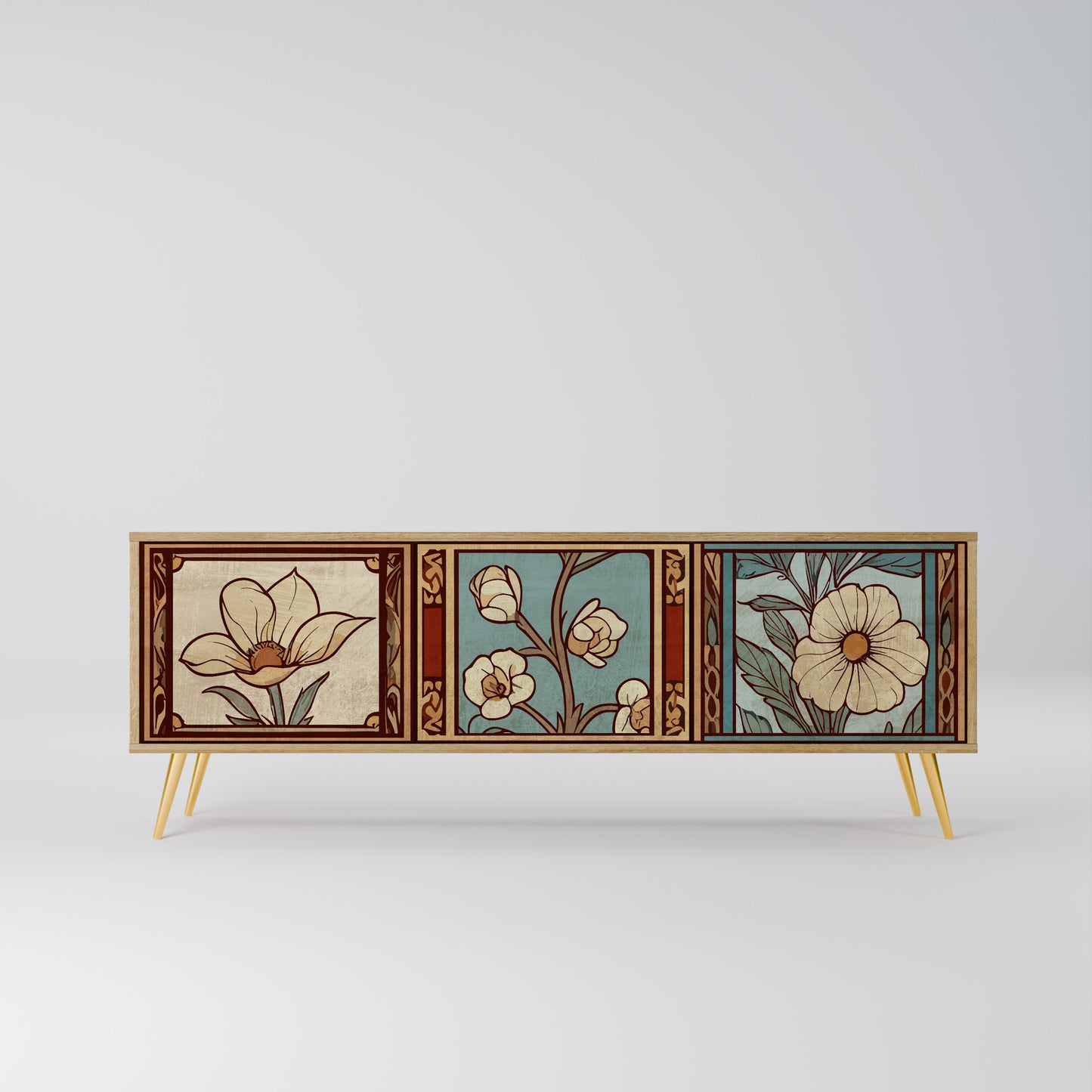 Mobile TV TIMELESS FLORA a 3 ante effetto rovere