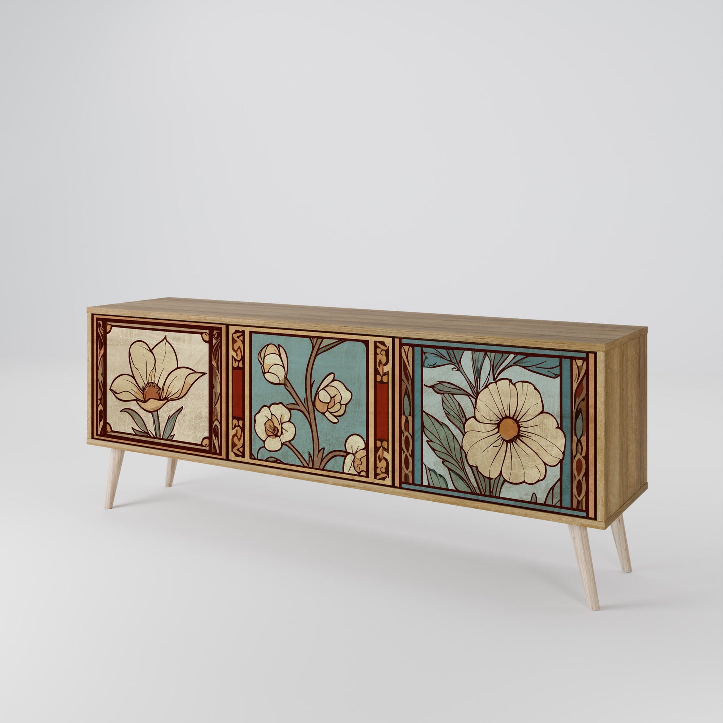 Mobile TV TIMELESS FLORA a 3 ante effetto rovere