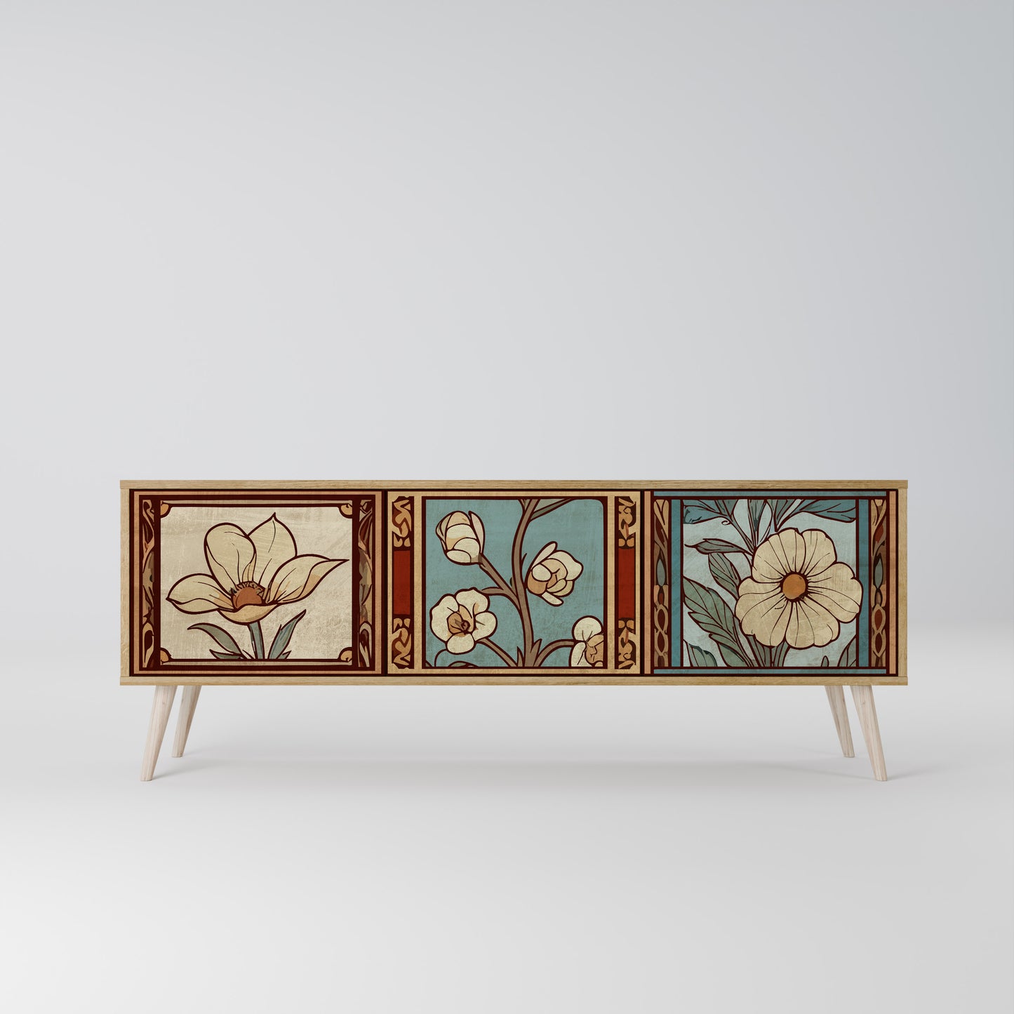 Mobile TV TIMELESS FLORA a 3 ante effetto rovere