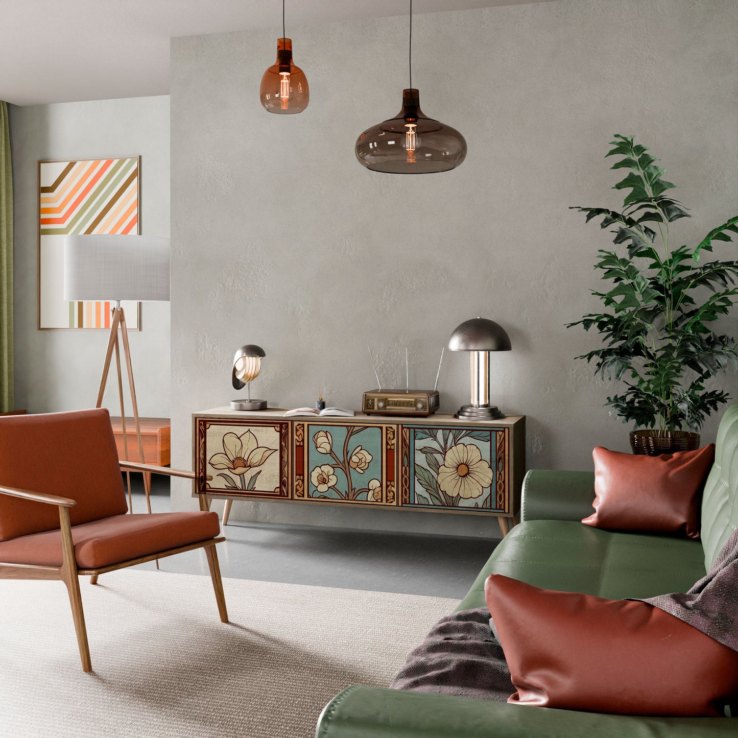 Mobile TV TIMELESS FLORA a 3 ante effetto rovere