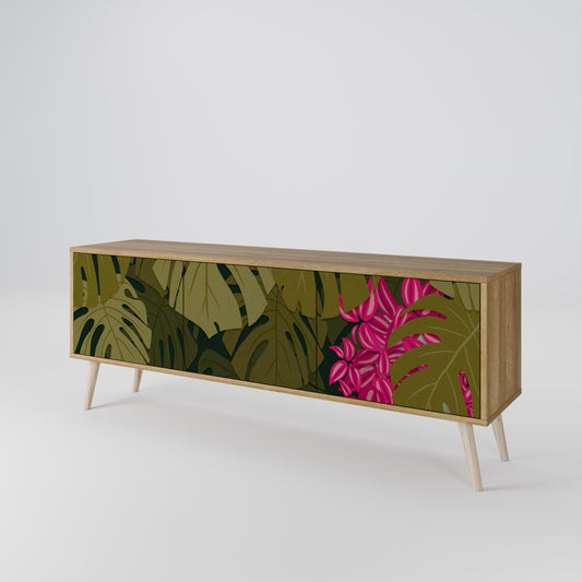 TROPICAL BEAUTY 3-Door TV Stand in Oak Effect