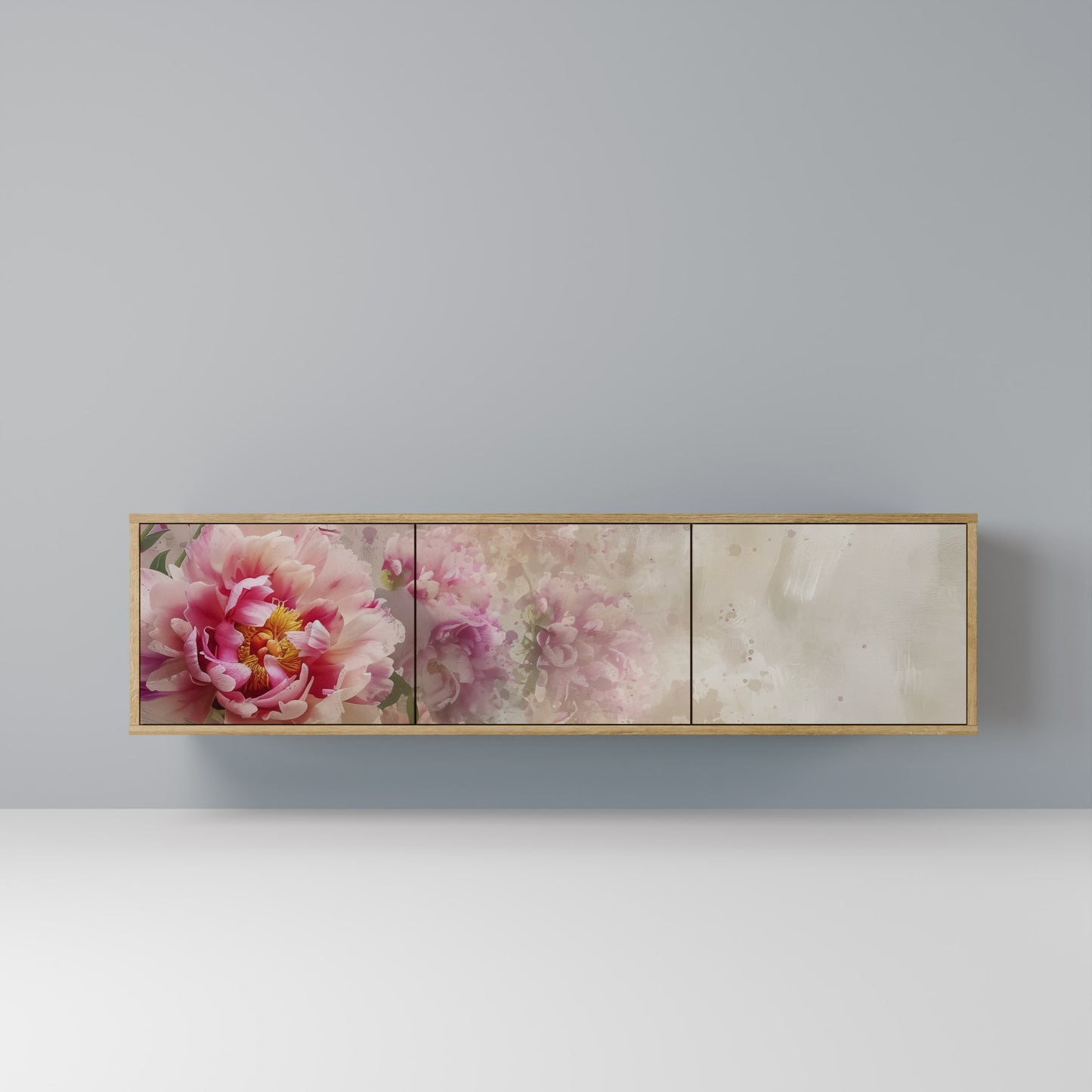 PEONY WHISPER 3-Door TV Stand in Oak Effect