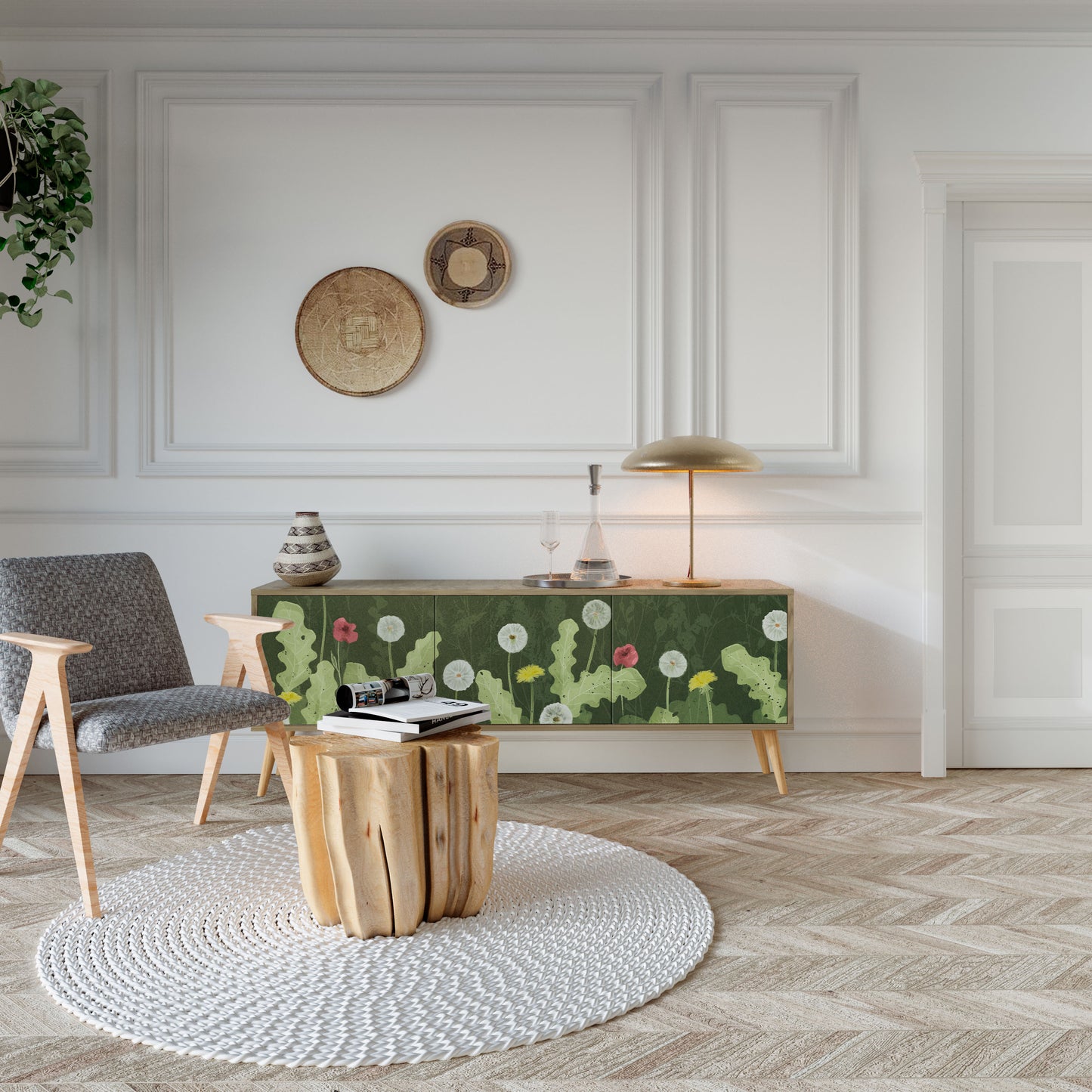 Mobile TV DANDELION AMUSE a 3 ante in effetto rovere
