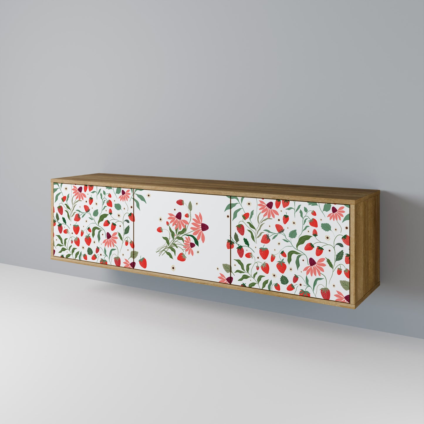 FLOWERS AND STRAWBERRIES Mobile TV a 3 Ante in Effetto Rovere