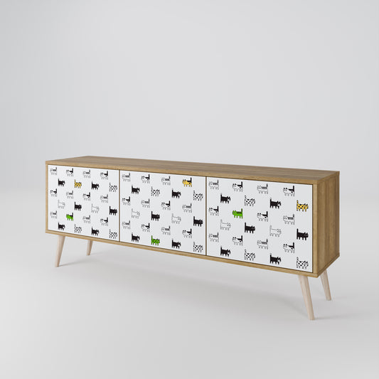 CATS COMPILATION 3-Door TV Stand in Oak Effect