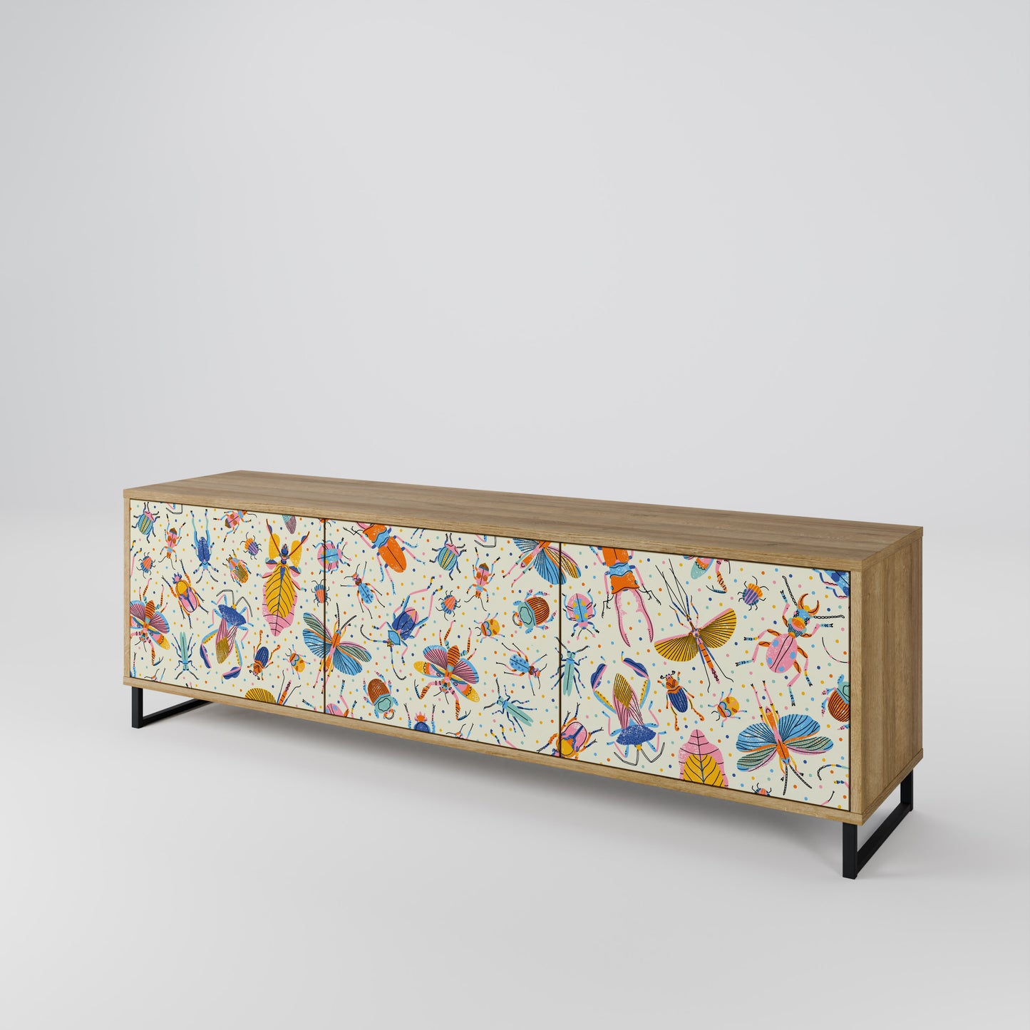 Mobile TV a 3 ante COLORFUL INSETTI in effetto rovere