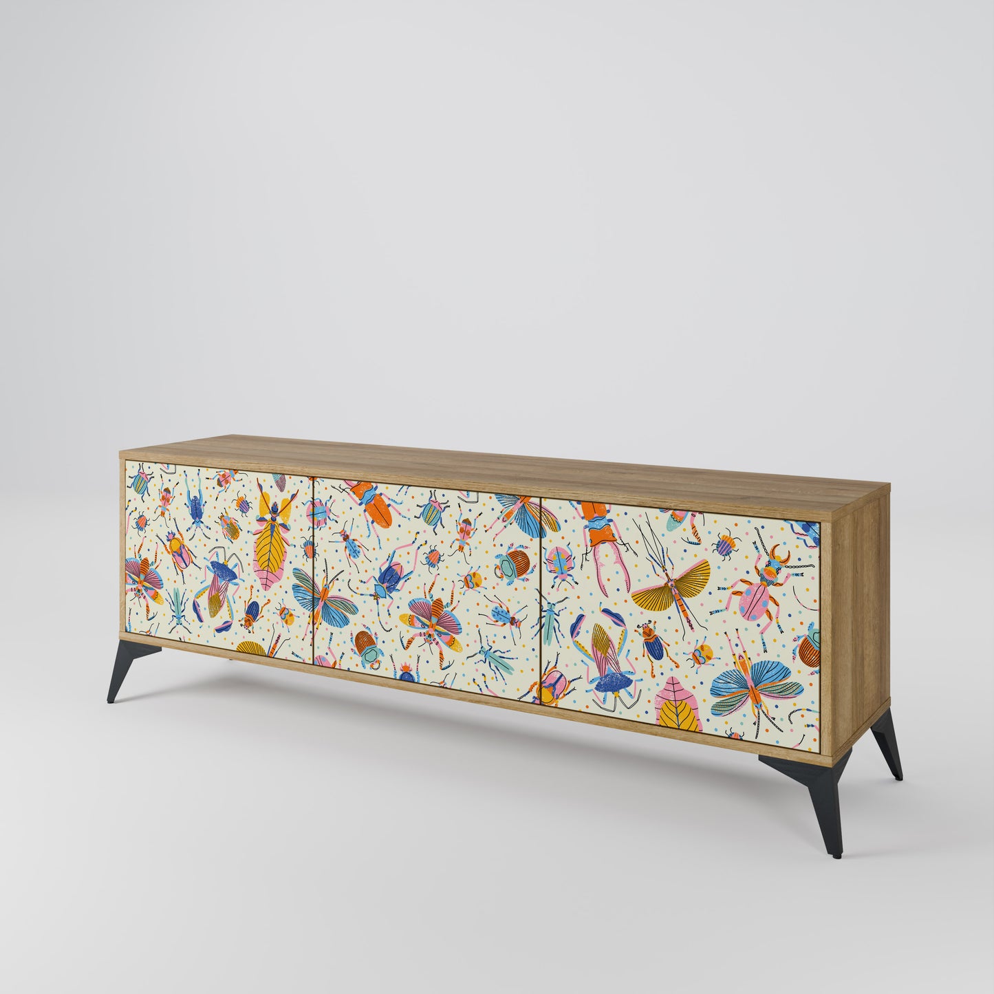 Mobile TV a 3 ante COLORFUL INSETTI in effetto rovere