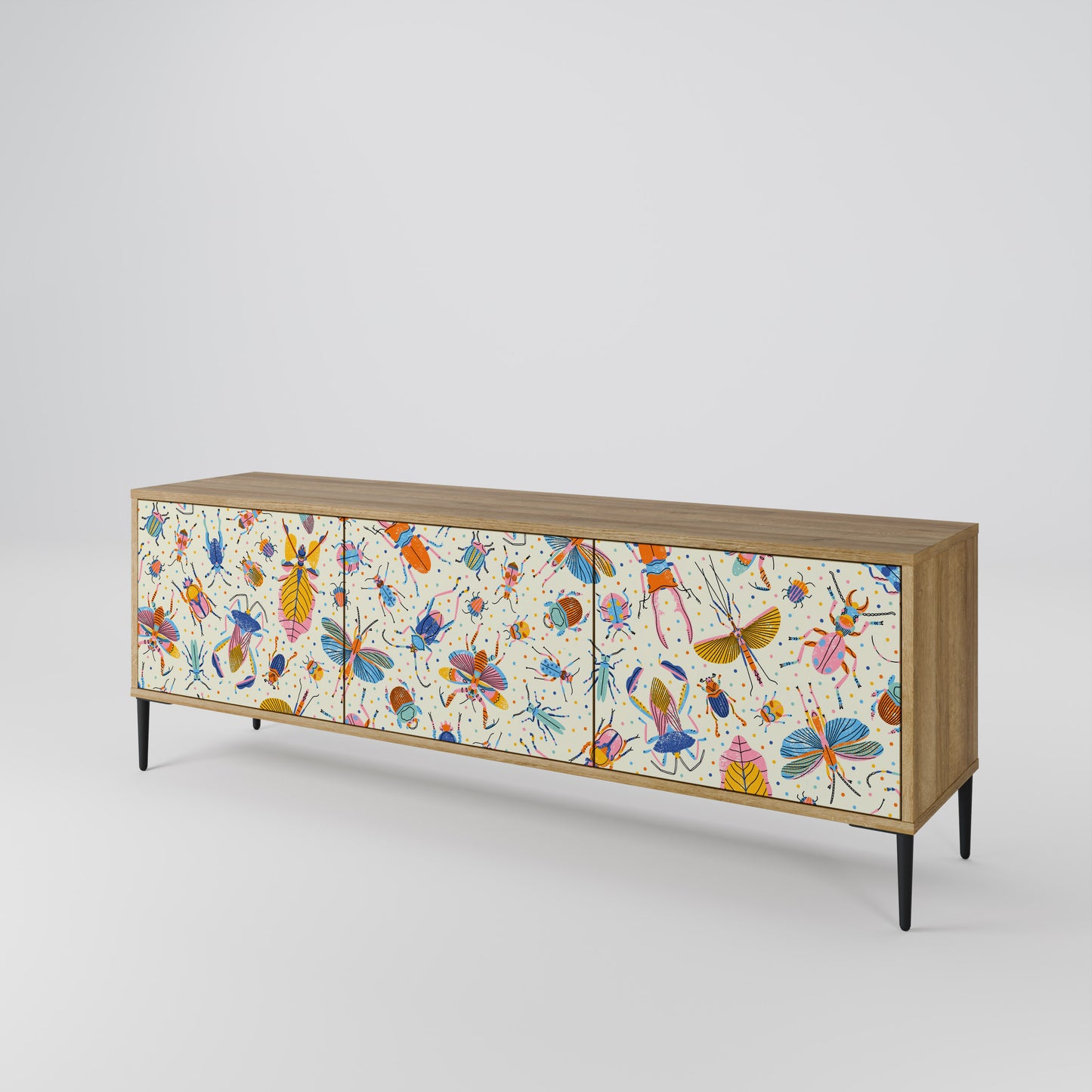 Mobile TV a 3 ante COLORFUL INSETTI in effetto rovere