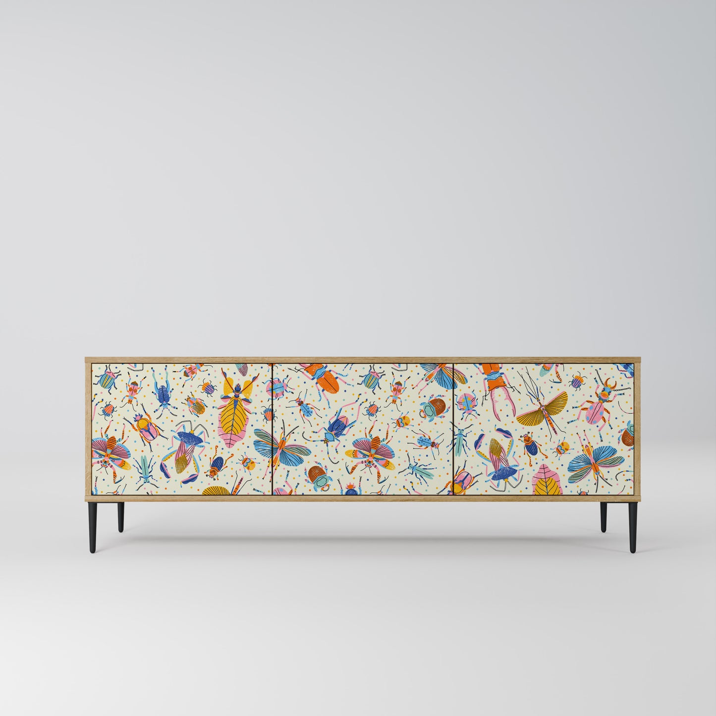 Mobile TV a 3 ante COLORFUL INSETTI in effetto rovere