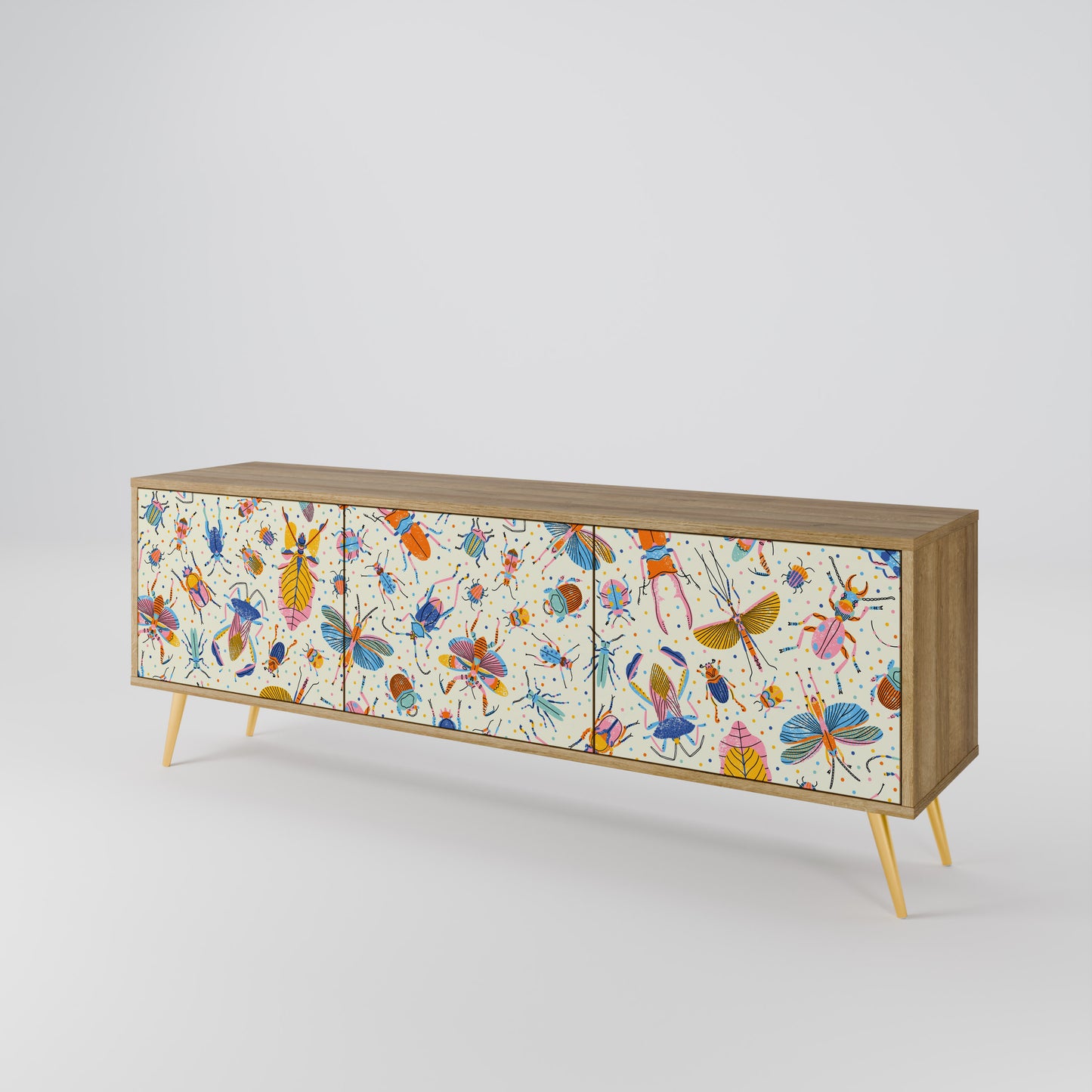 Mobile TV a 3 ante COLORFUL INSETTI in effetto rovere
