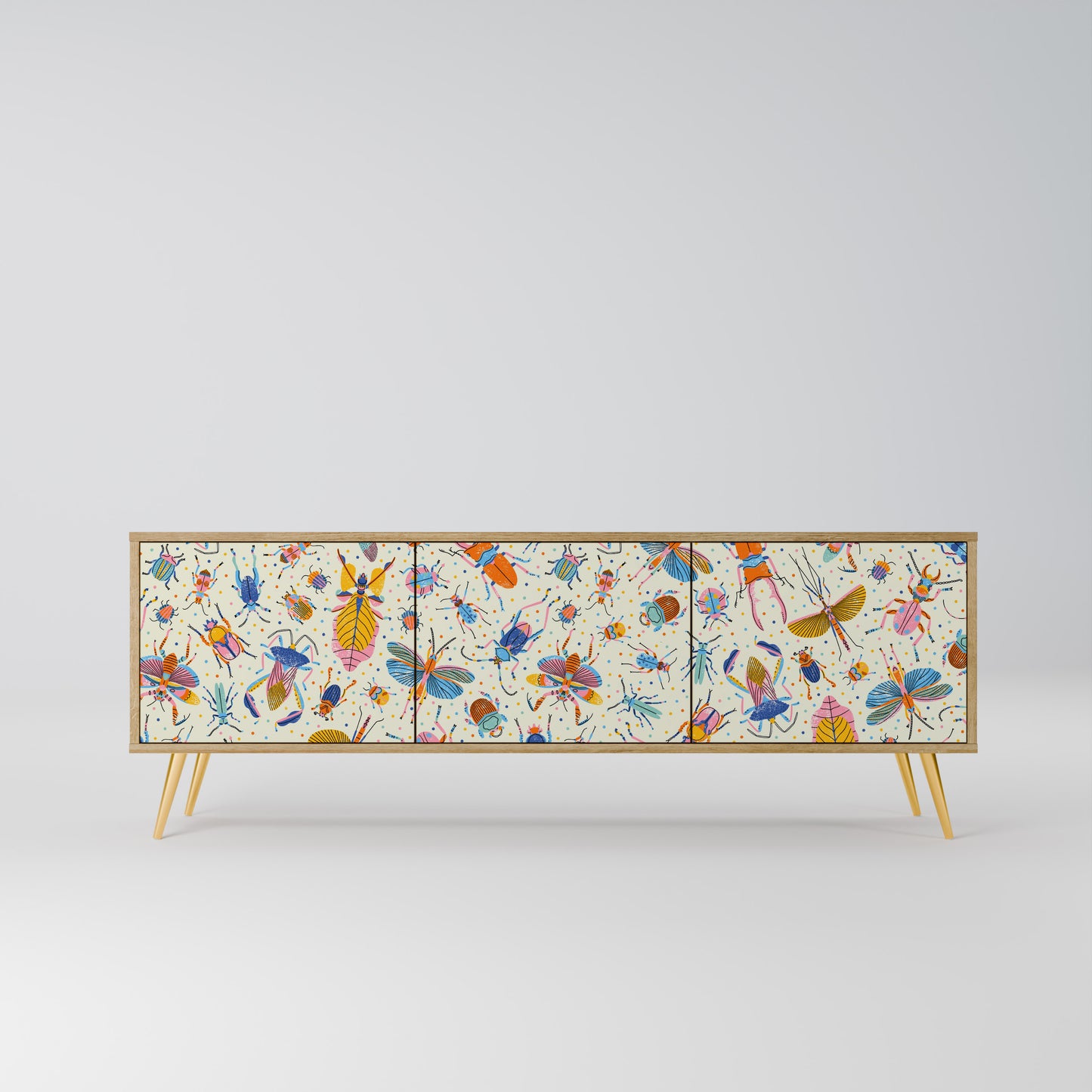 Mobile TV a 3 ante COLORFUL INSETTI in effetto rovere
