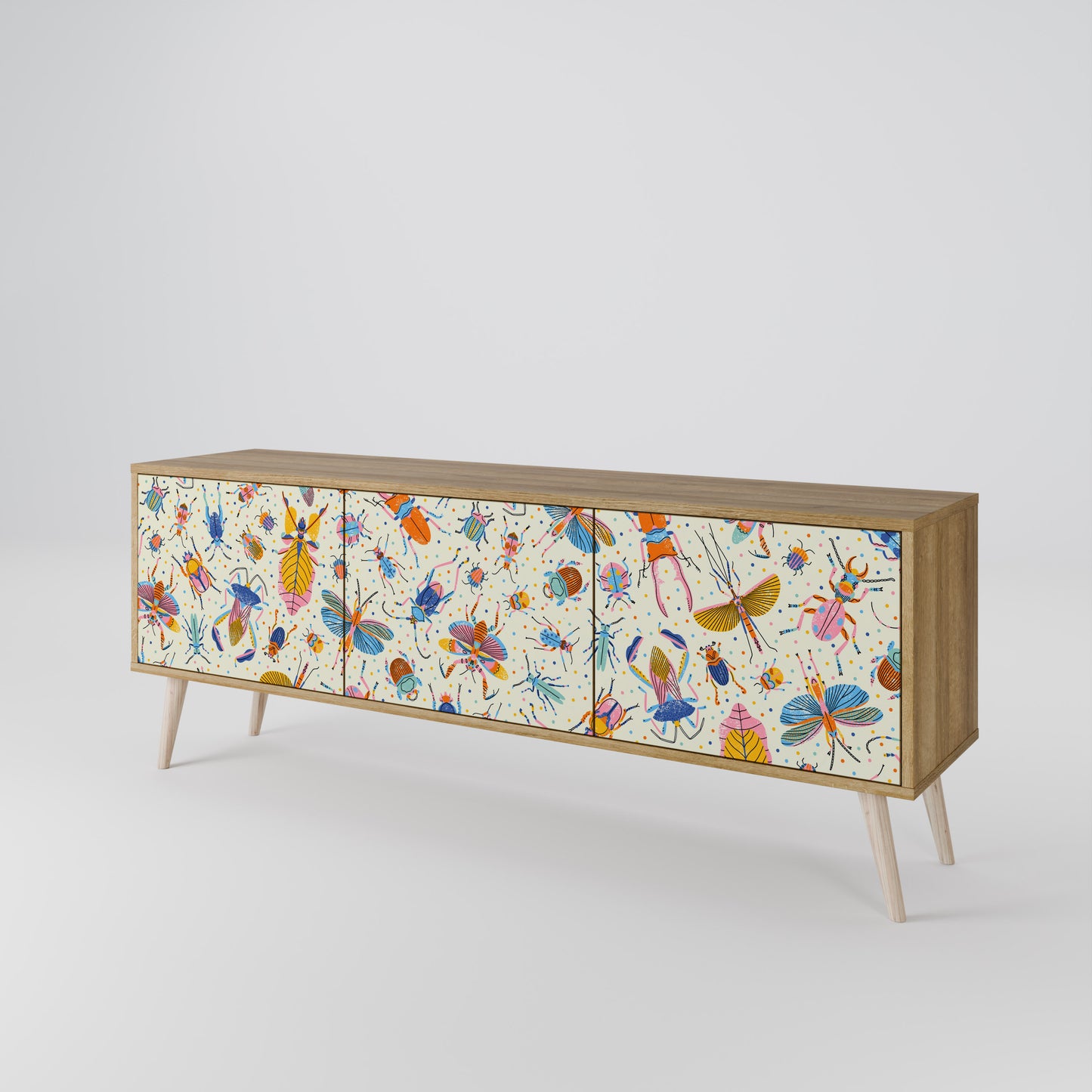 Mobile TV a 3 ante COLORFUL INSETTI in effetto rovere