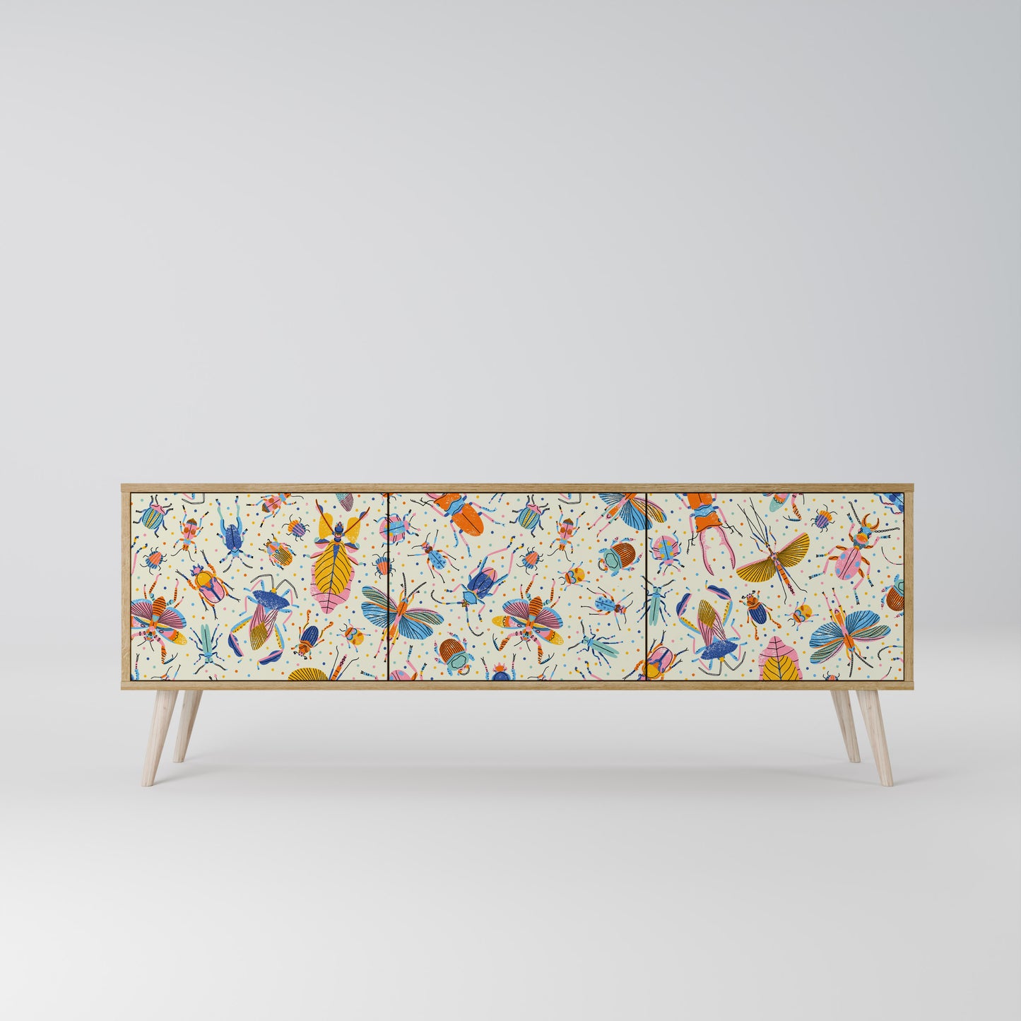 Mobile TV a 3 ante COLORFUL INSETTI in effetto rovere