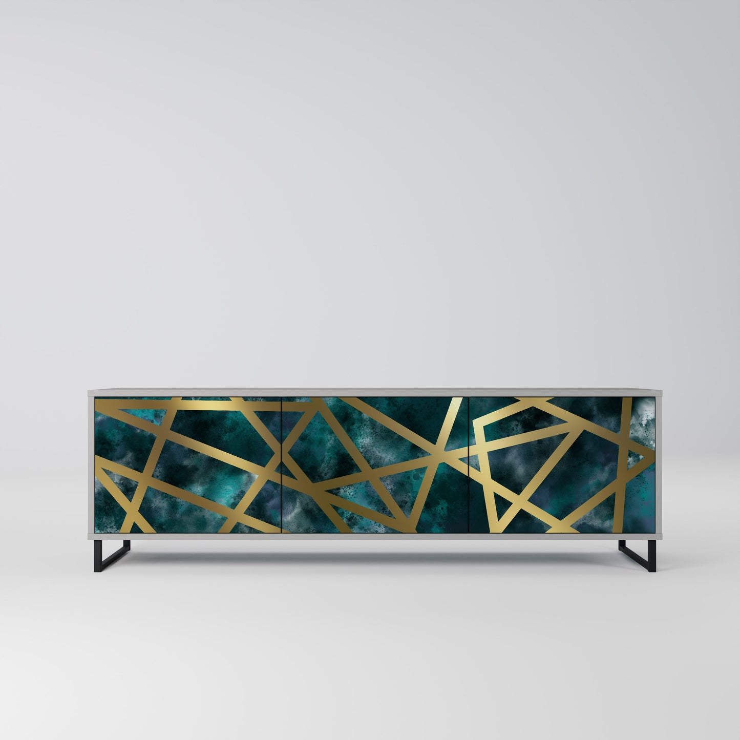 THE LABYRINTH OF GOLD 3-Door TV Stand in Grey Finish
