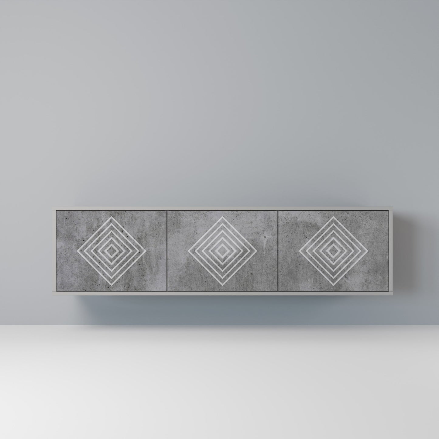 POLYGONAL ARTISTRY 3-Door TV Stand in Grey Finish
