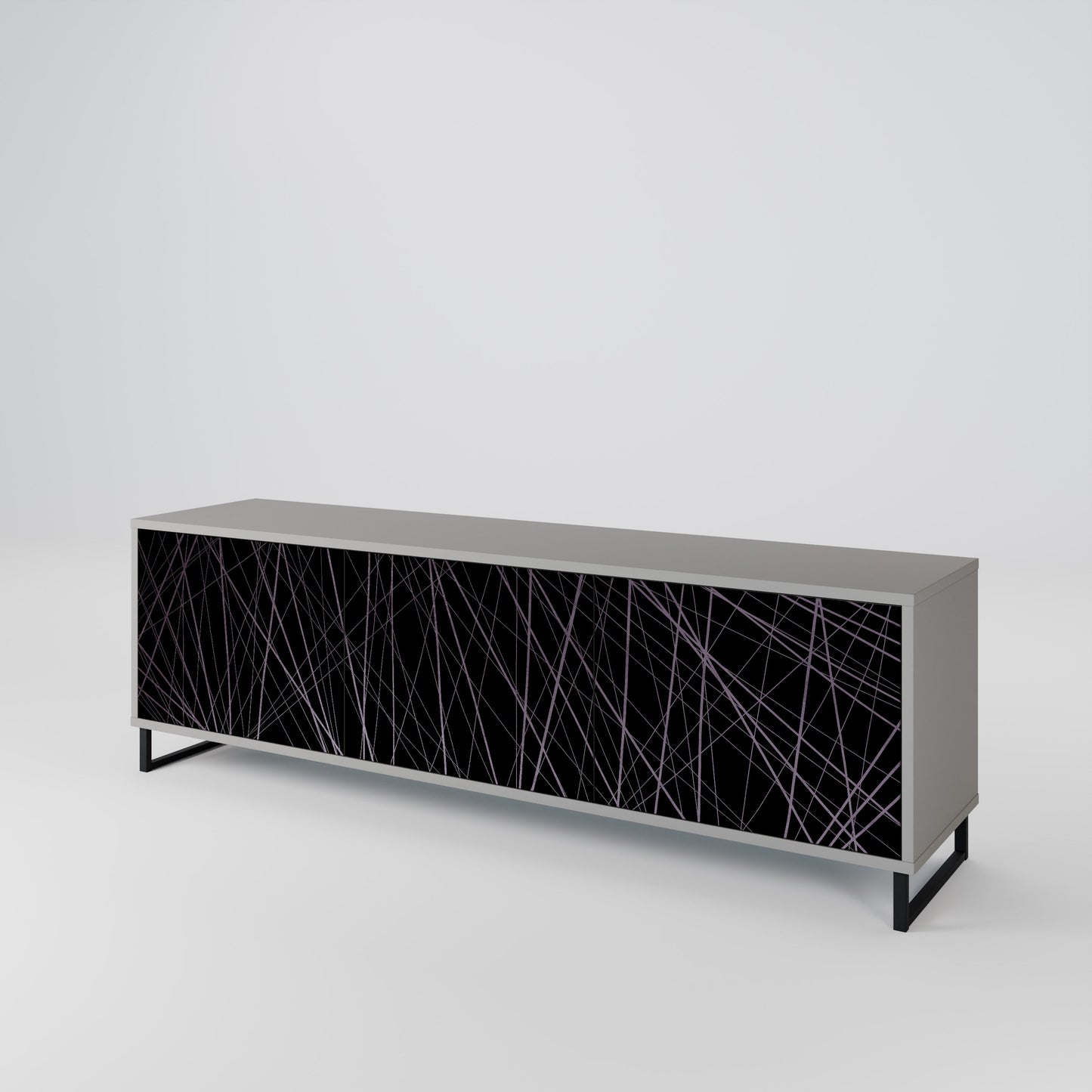 SHIMMER SPIDERGRAM 3-Door TV Stand in Grey Finish