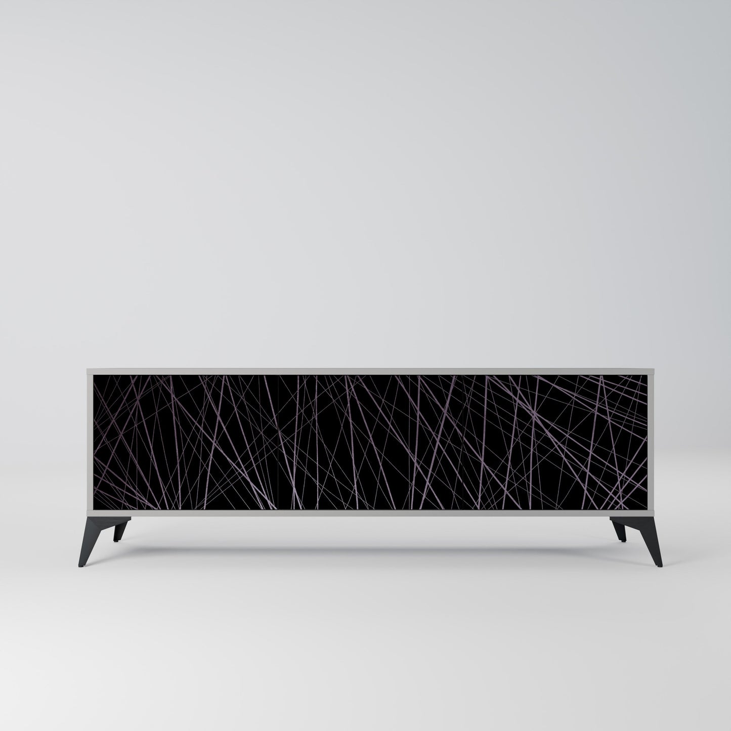 SHIMMER SPIDERGRAM 3-Door TV Stand in Grey Finish