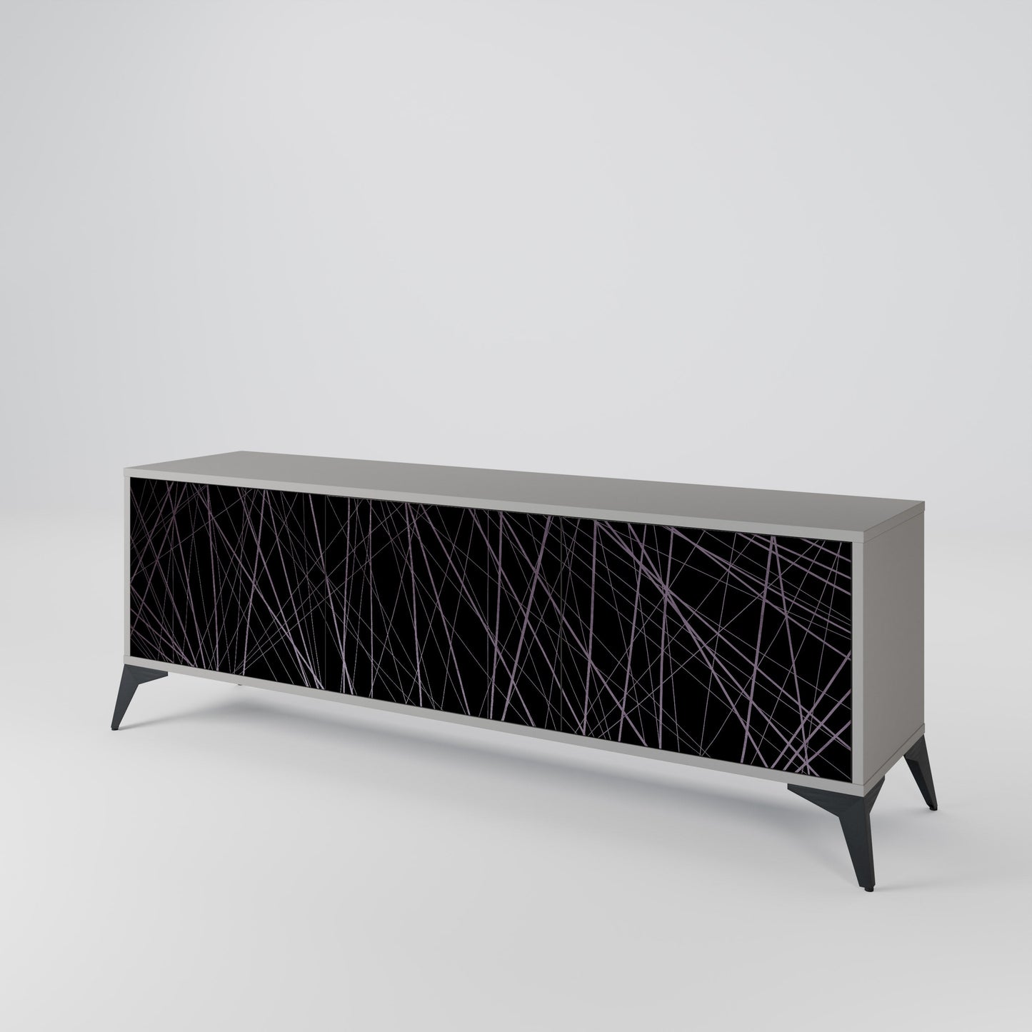 SHIMMER SPIDERGRAM 3-Door TV Stand in Grey Finish