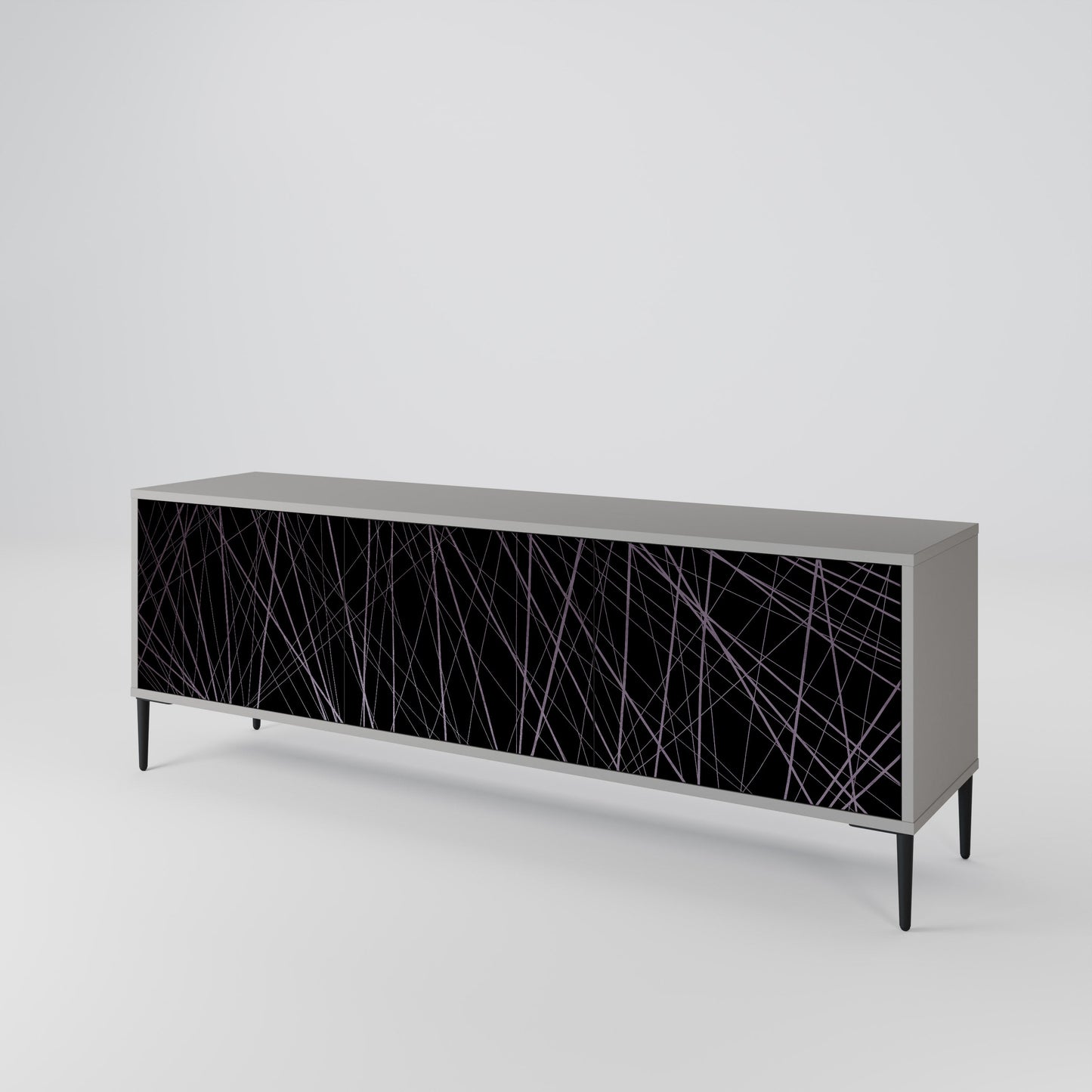 SHIMMER SPIDERGRAM 3-Door TV Stand in Grey Finish