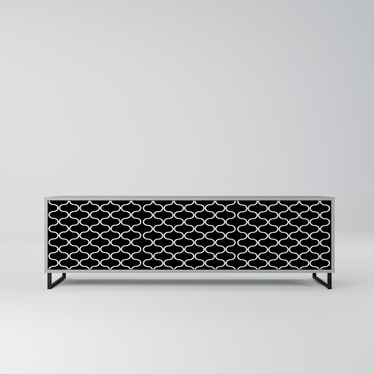 TESSELATED BLACKNESS 3-Door TV Stand in Grey Finish