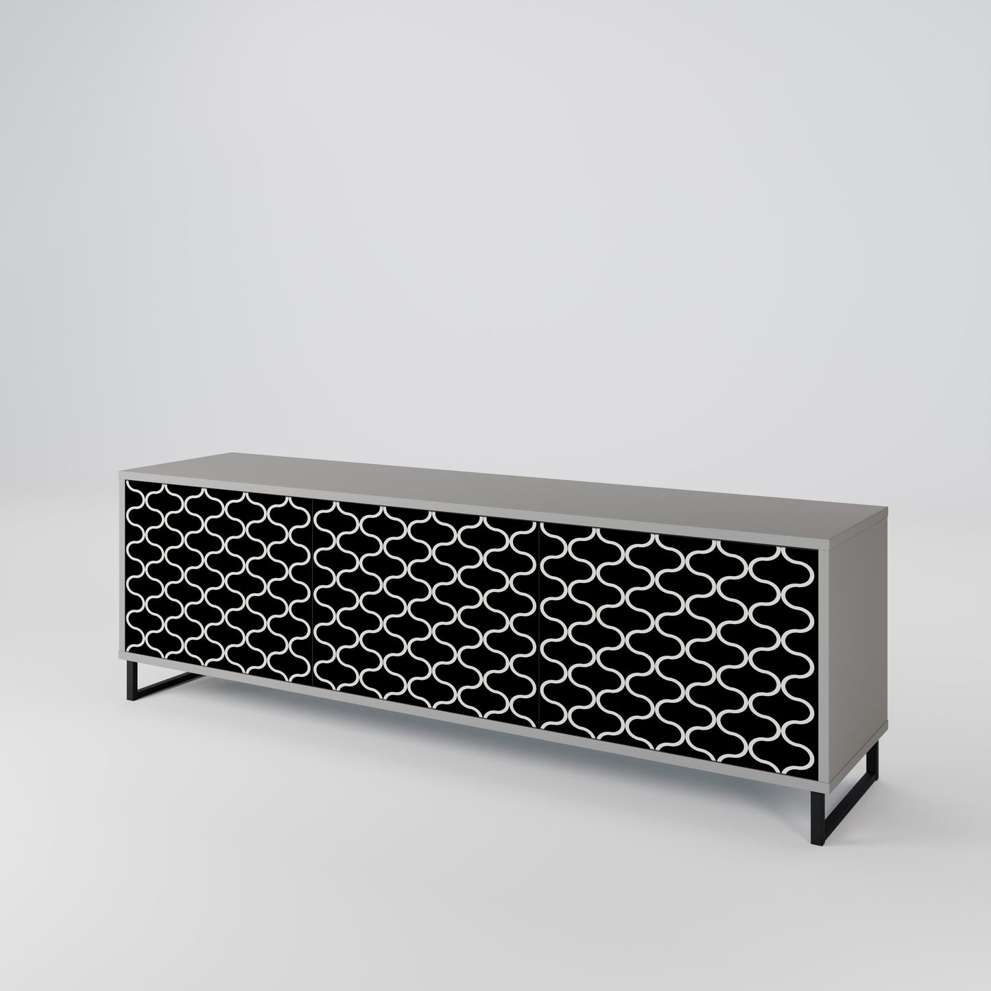 TESSELATED BLACKNESS 3-Door TV Stand in Grey Finish