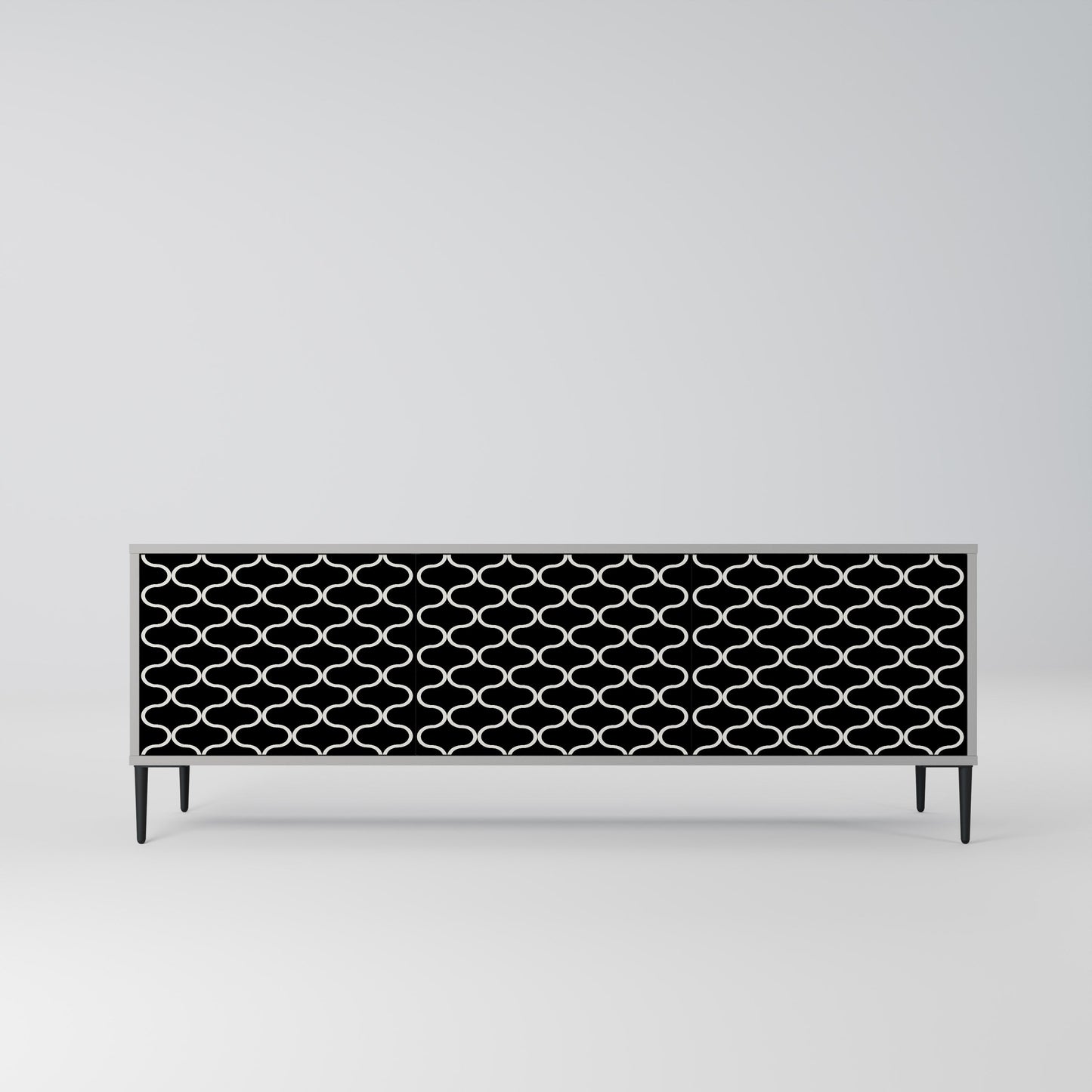 TESSELATED BLACKNESS 3-Door TV Stand in Grey Finish